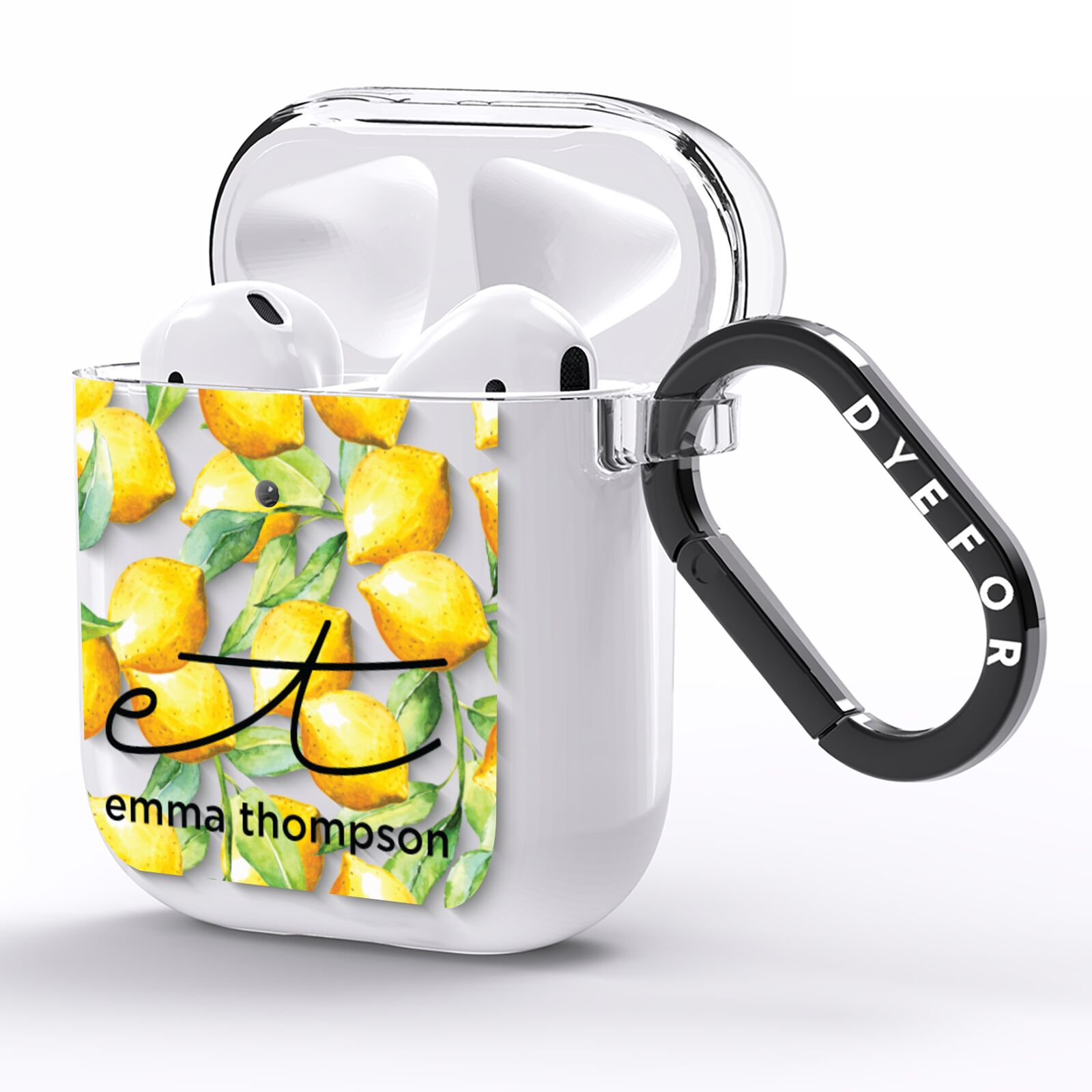 Personalised Lemons of Capri AirPods Clear Case Side Image