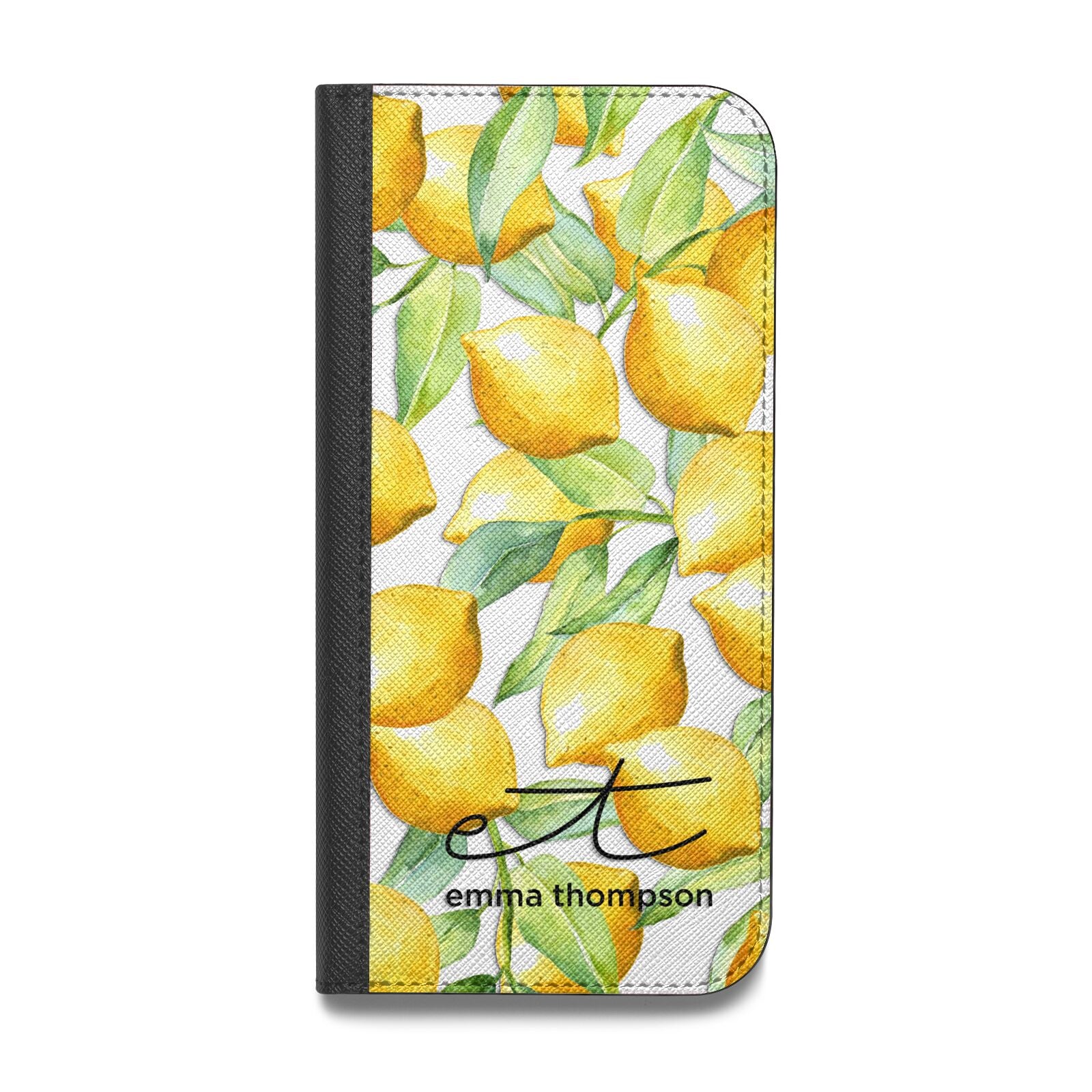 Personalised Lemons of Capri Vegan Leather Flip iPhone Case