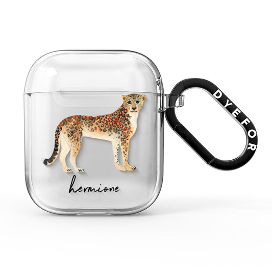 Personalised Leopard AirPods Clear Case