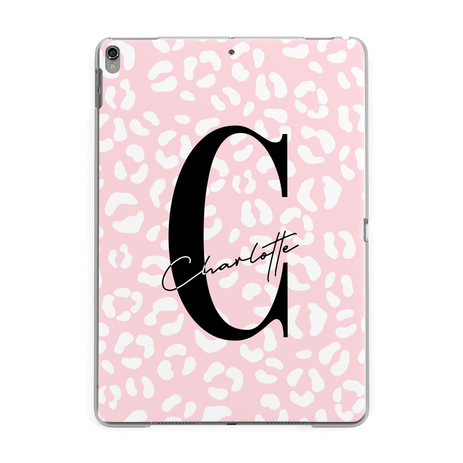 Personalised Leopard Pink White Apple iPad Grey Case