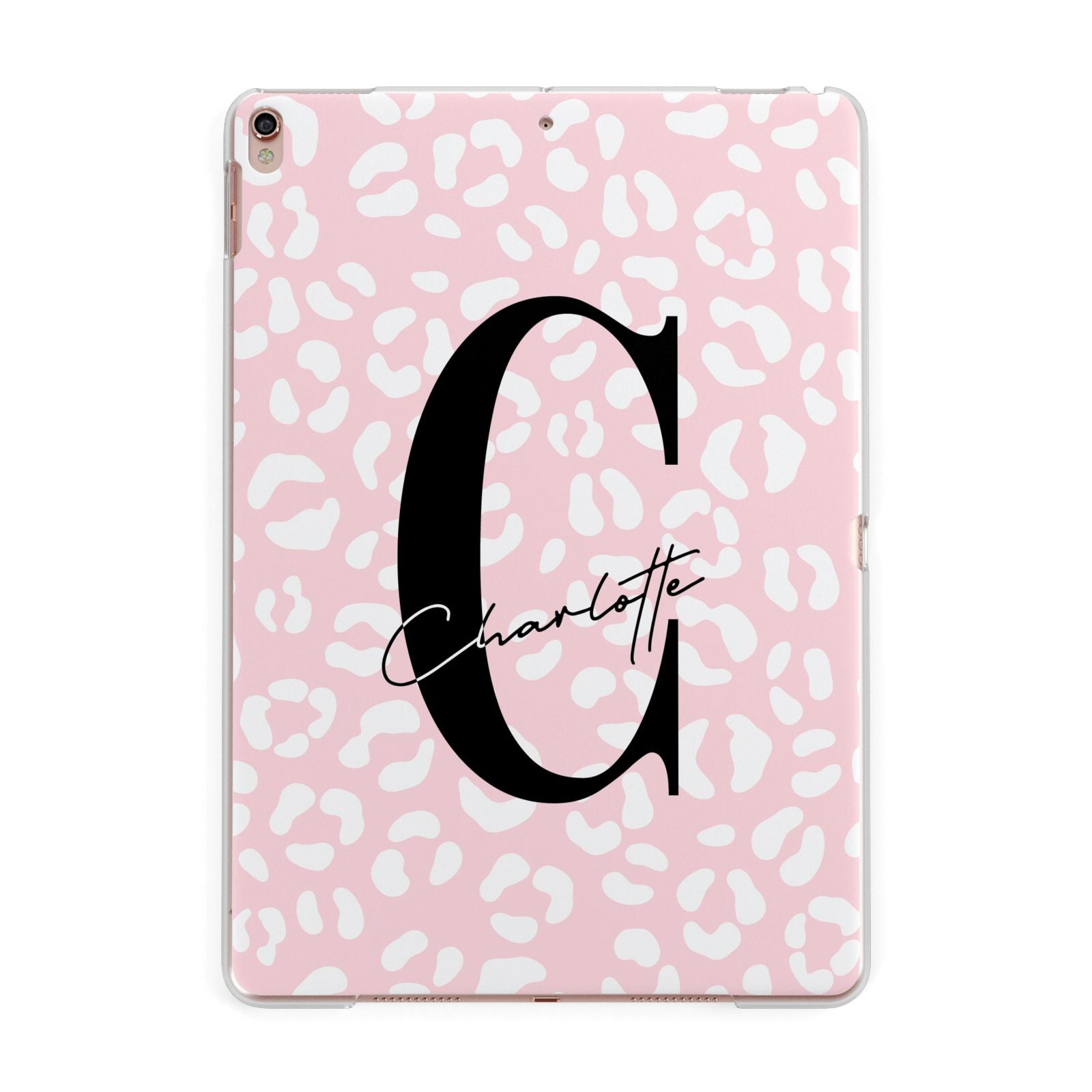 Personalised Leopard Pink White Apple iPad Rose Gold Case