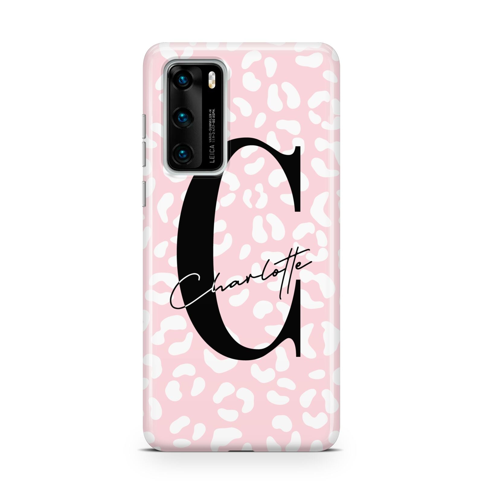 Personalised Leopard Pink White Huawei P40 Phone Case