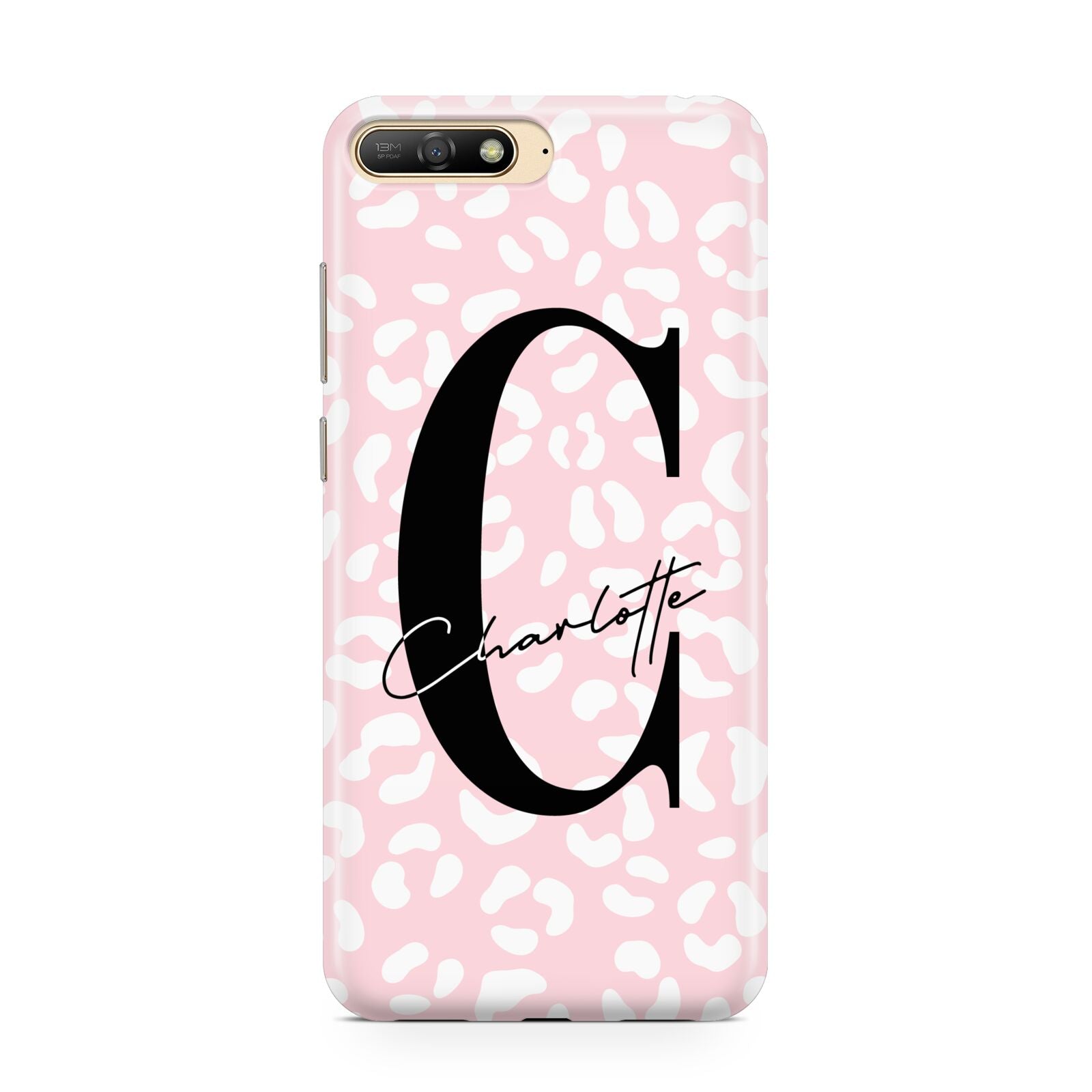 Personalised Leopard Pink White Huawei Y6 2018