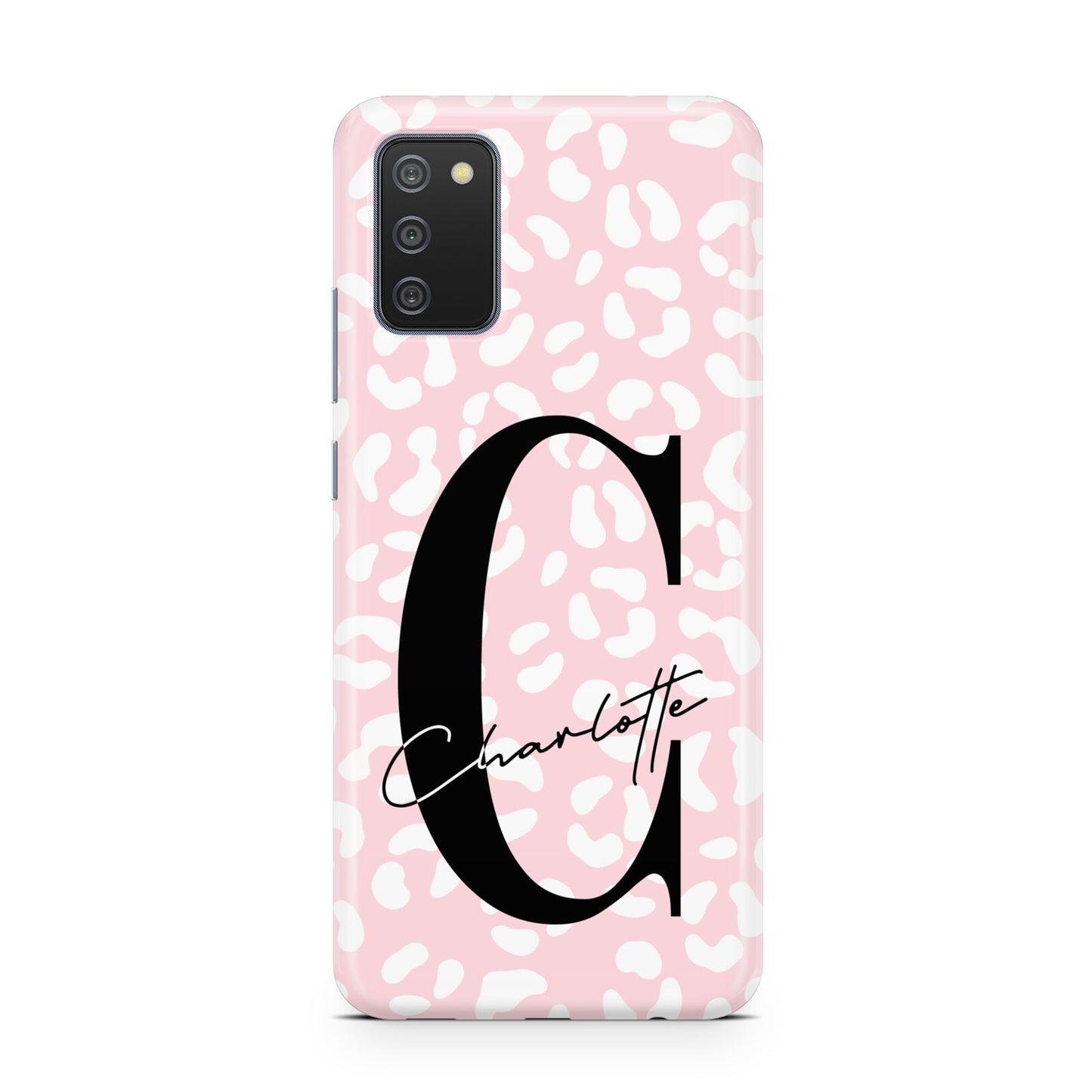 Personalised Leopard Pink White Samsung A02s Case