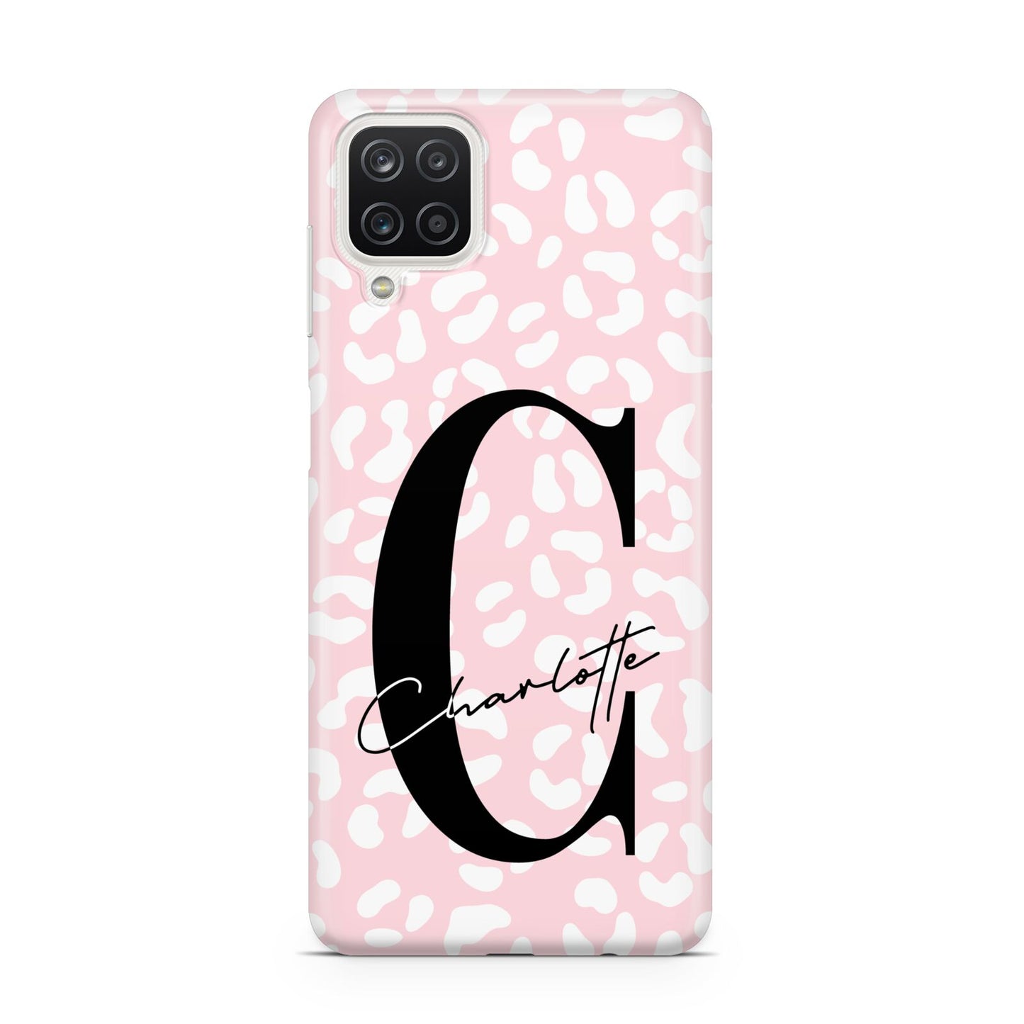 Personalised Leopard Pink White Samsung A12 Case