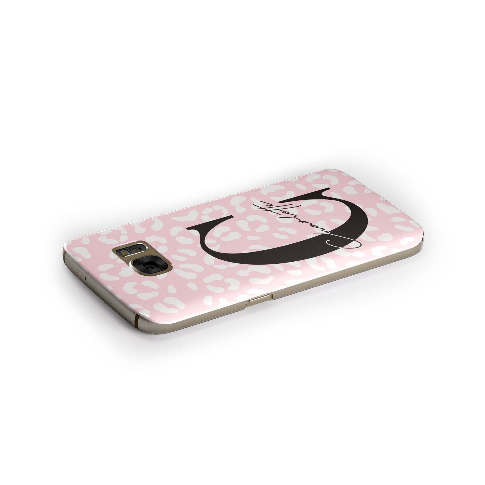 Personalised Leopard Pink White Samsung Galaxy Case Side Close Up