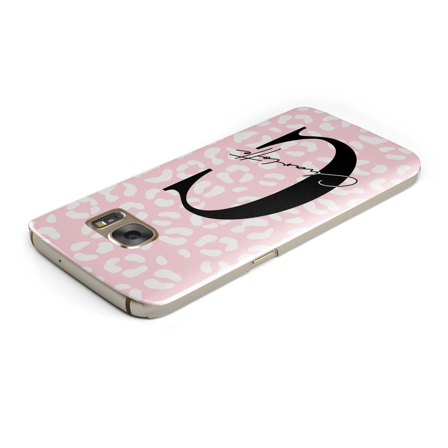 Personalised Leopard Pink White Samsung Galaxy Case Top Cutout