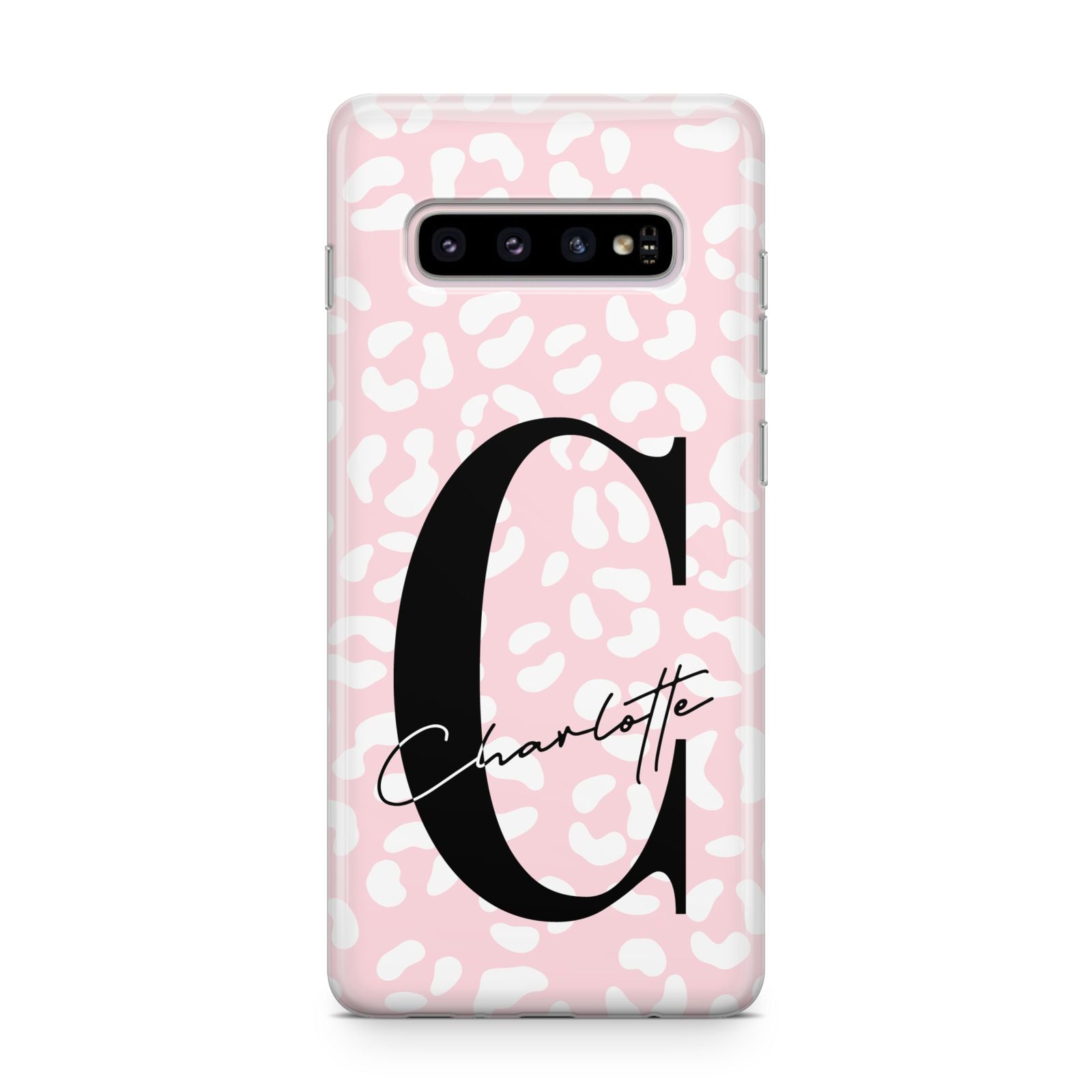 Personalised Leopard Pink White Samsung Galaxy S10 Plus Case