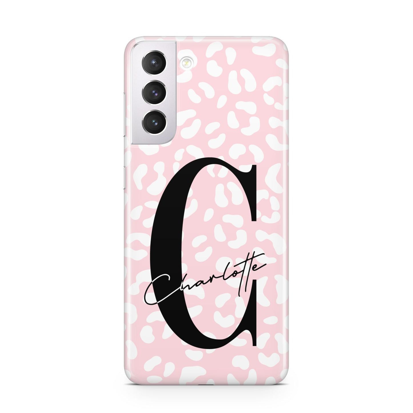 Personalised Leopard Pink White Samsung S21 Case