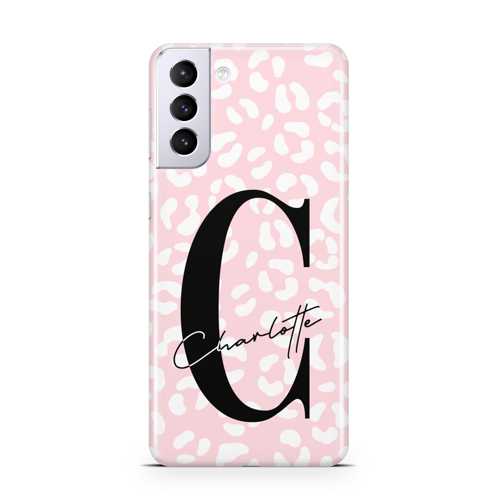 Personalised Leopard Pink White Samsung S21 Plus Case