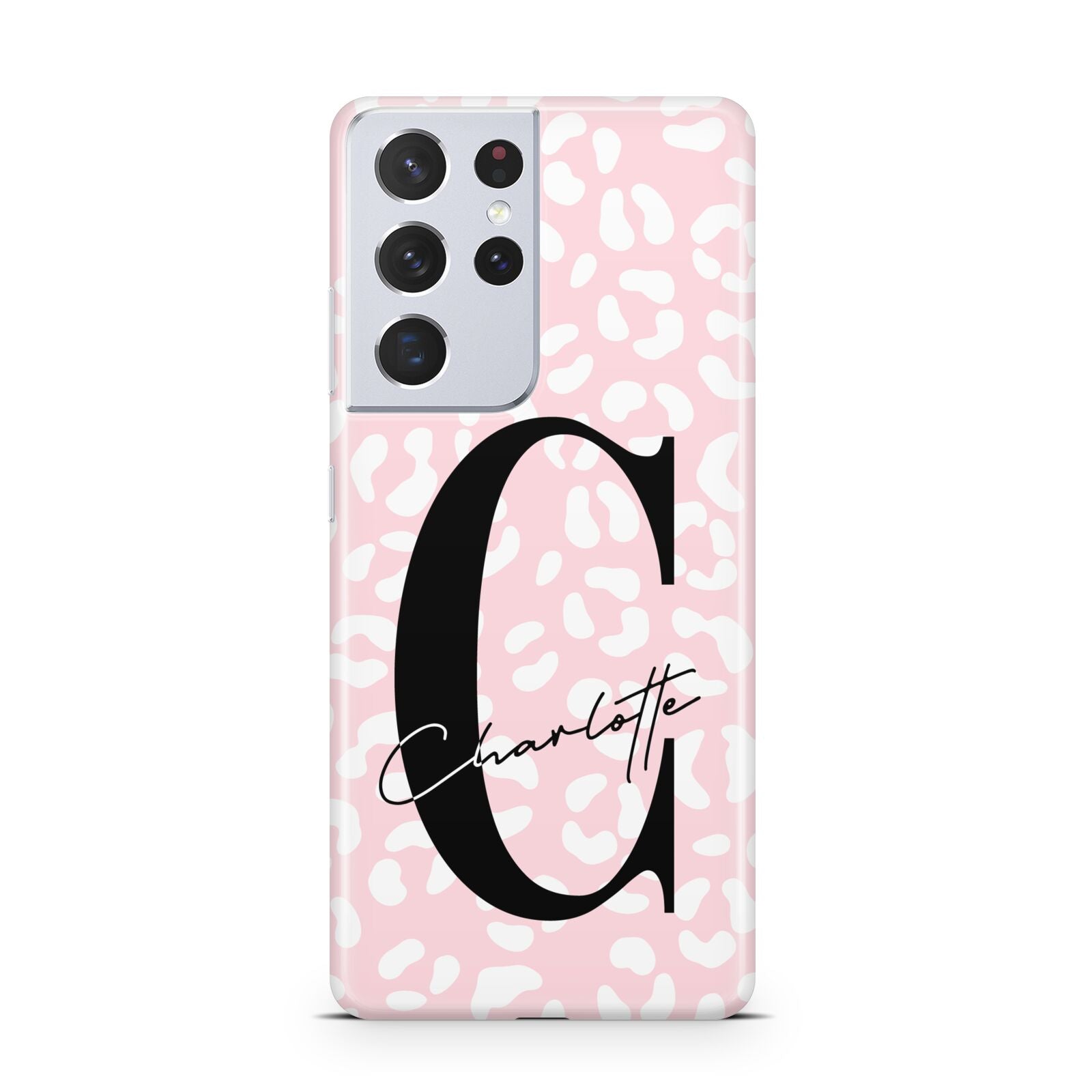 Personalised Leopard Pink White Samsung S21 Ultra Case