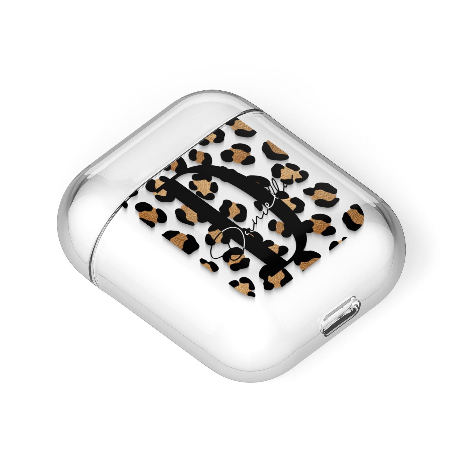 Personalised Leopard Print AirPods Case Laid Flat