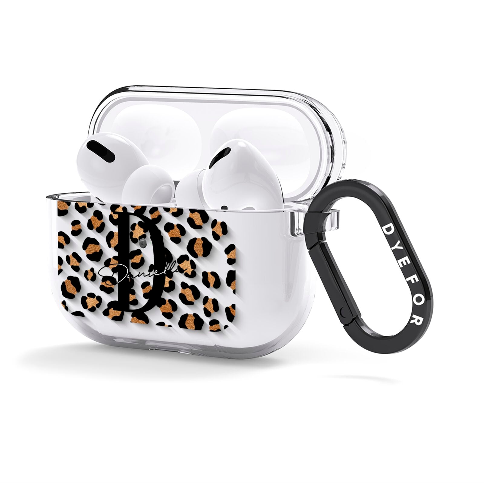 Personalised Leopard Print AirPods Clear Case 3rd Gen Side Image