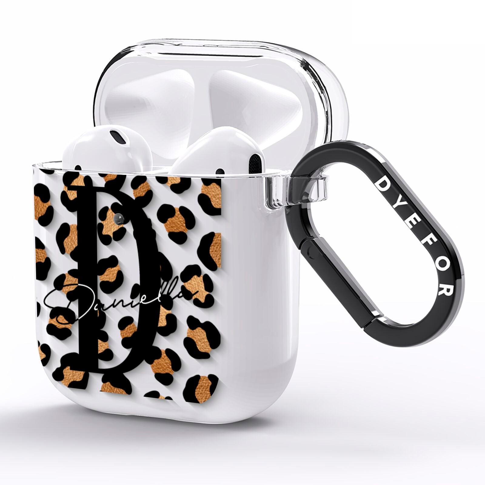 Personalised Leopard Print AirPods Clear Case Side Image