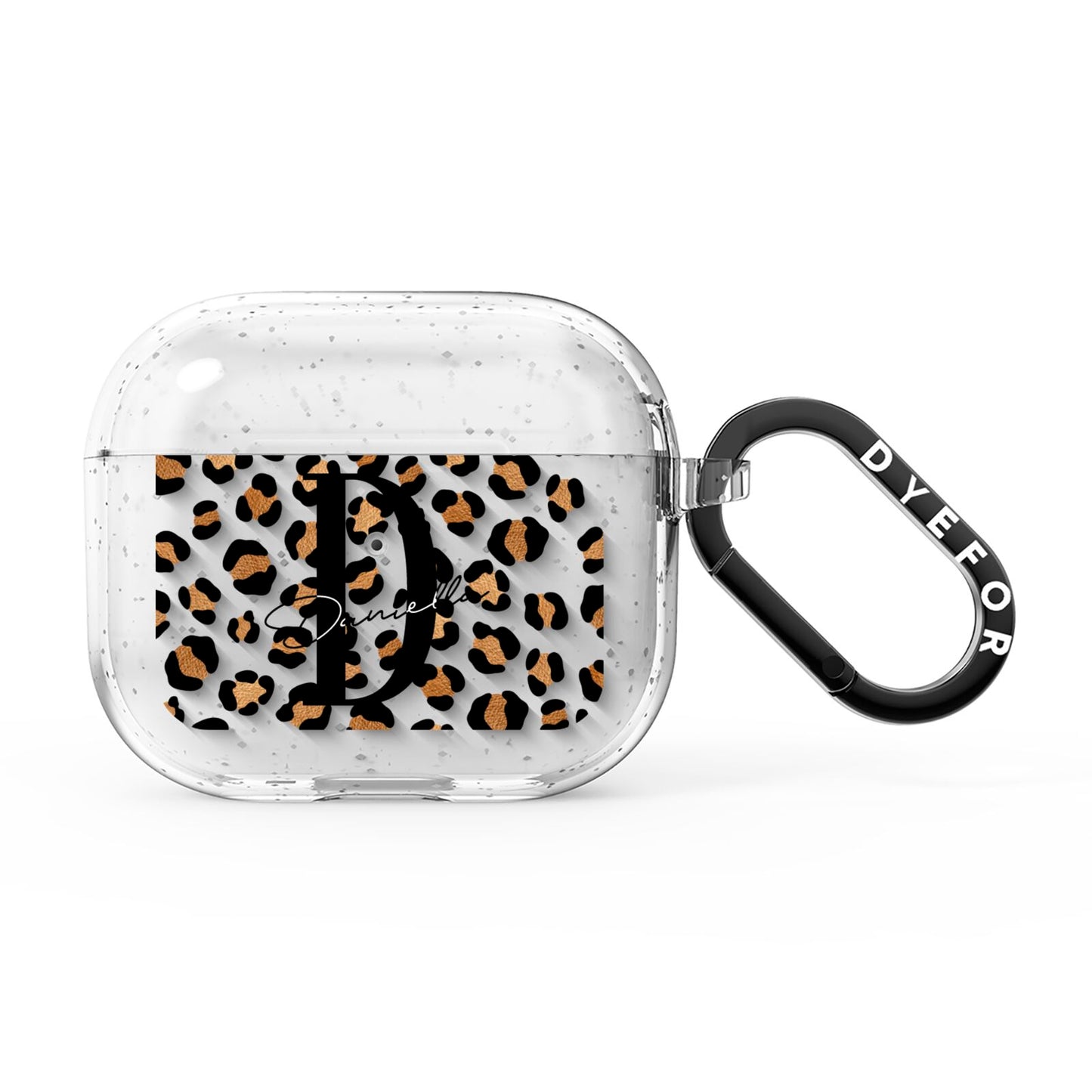 Personalised Leopard Print AirPods Glitter Case 3rd Gen