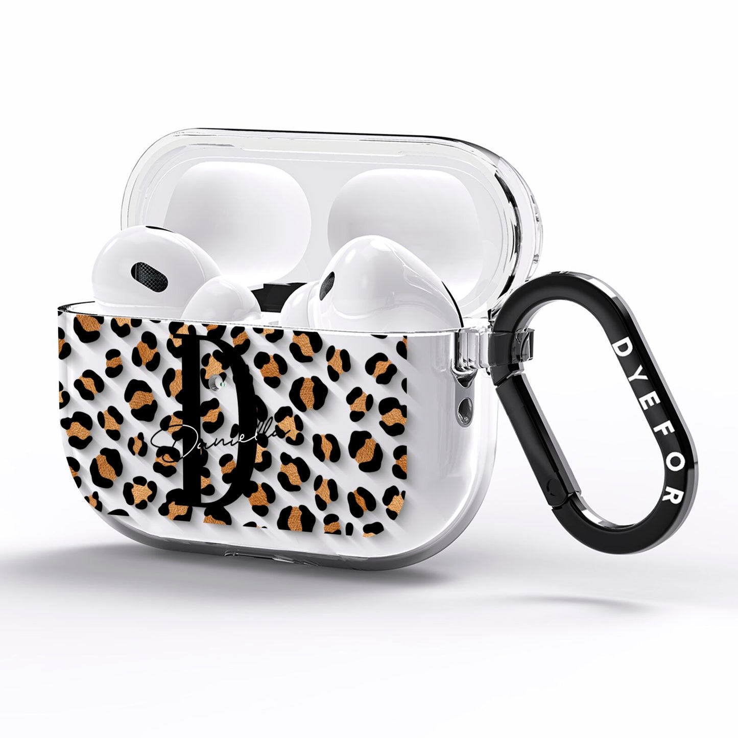 Personalised Leopard Print AirPods Pro Clear Case Side Image