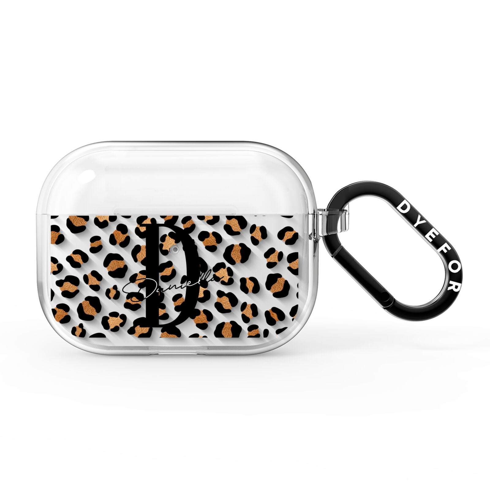 Personalised Leopard Print AirPods Pro Clear Case