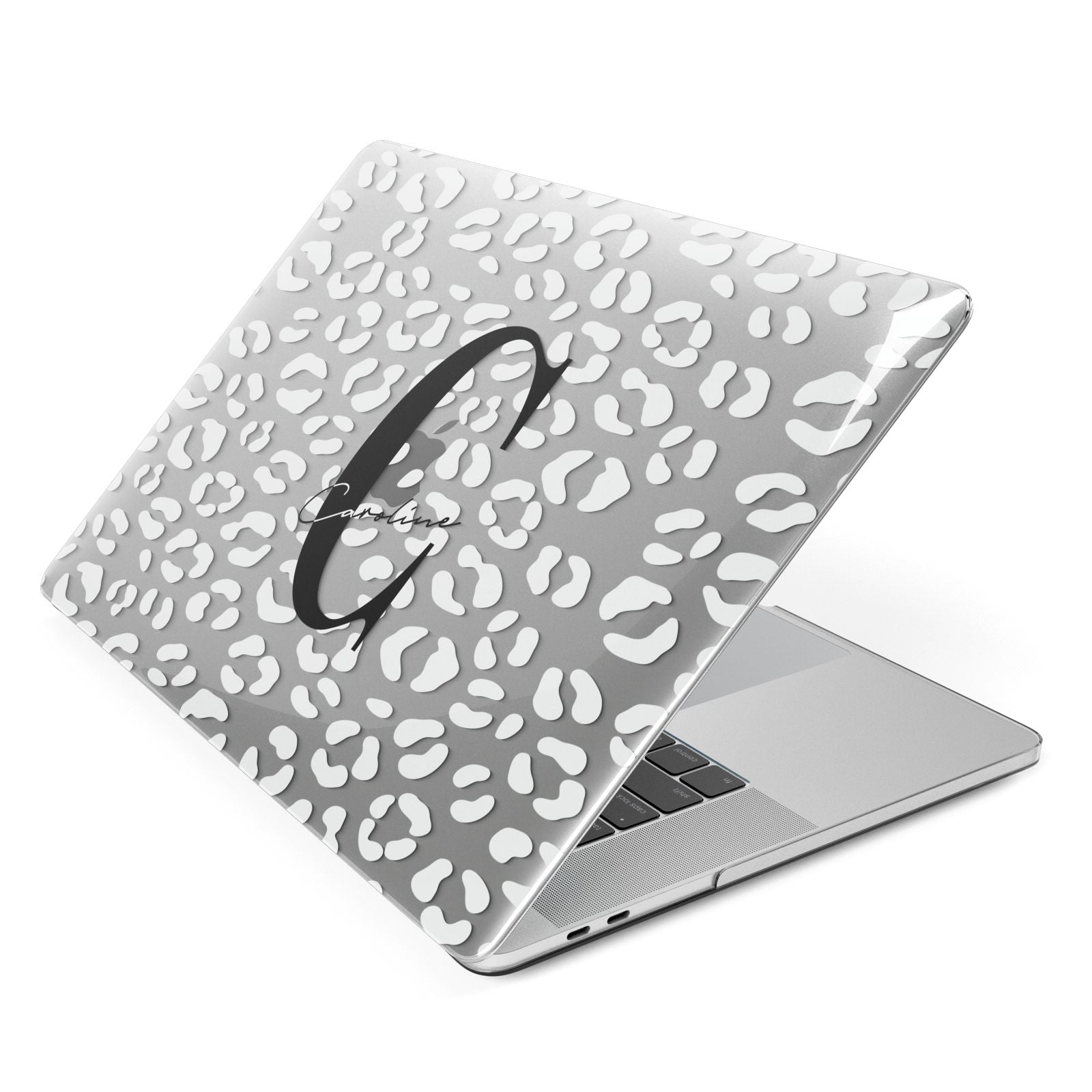 Personalised Leopard Print Clear Apple MacBook Case Side View