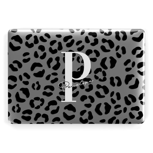 Personalised Leopard Print Clear Black Apple MacBook Case