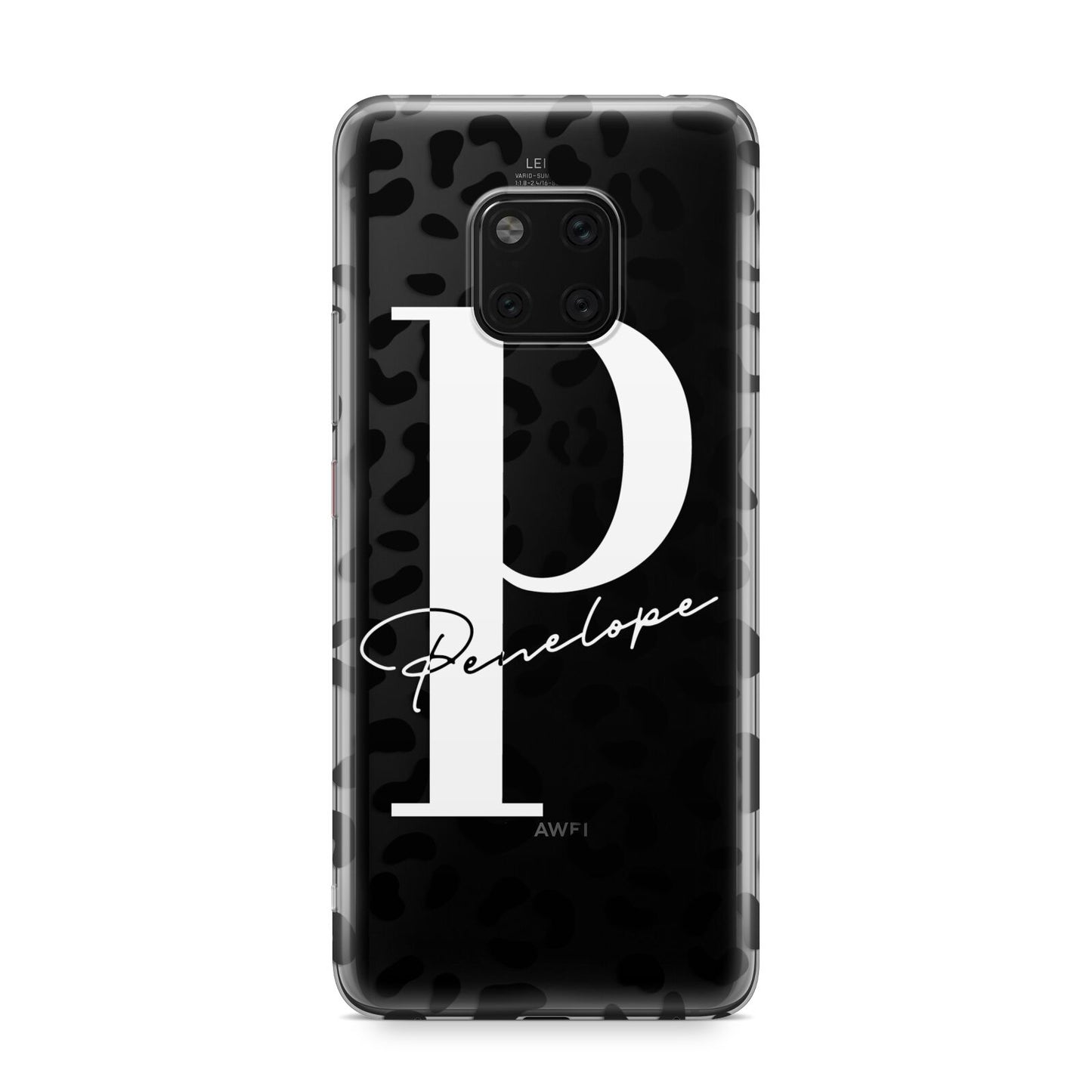 Personalised Leopard Print Clear Black Huawei Mate 20 Pro Phone Case