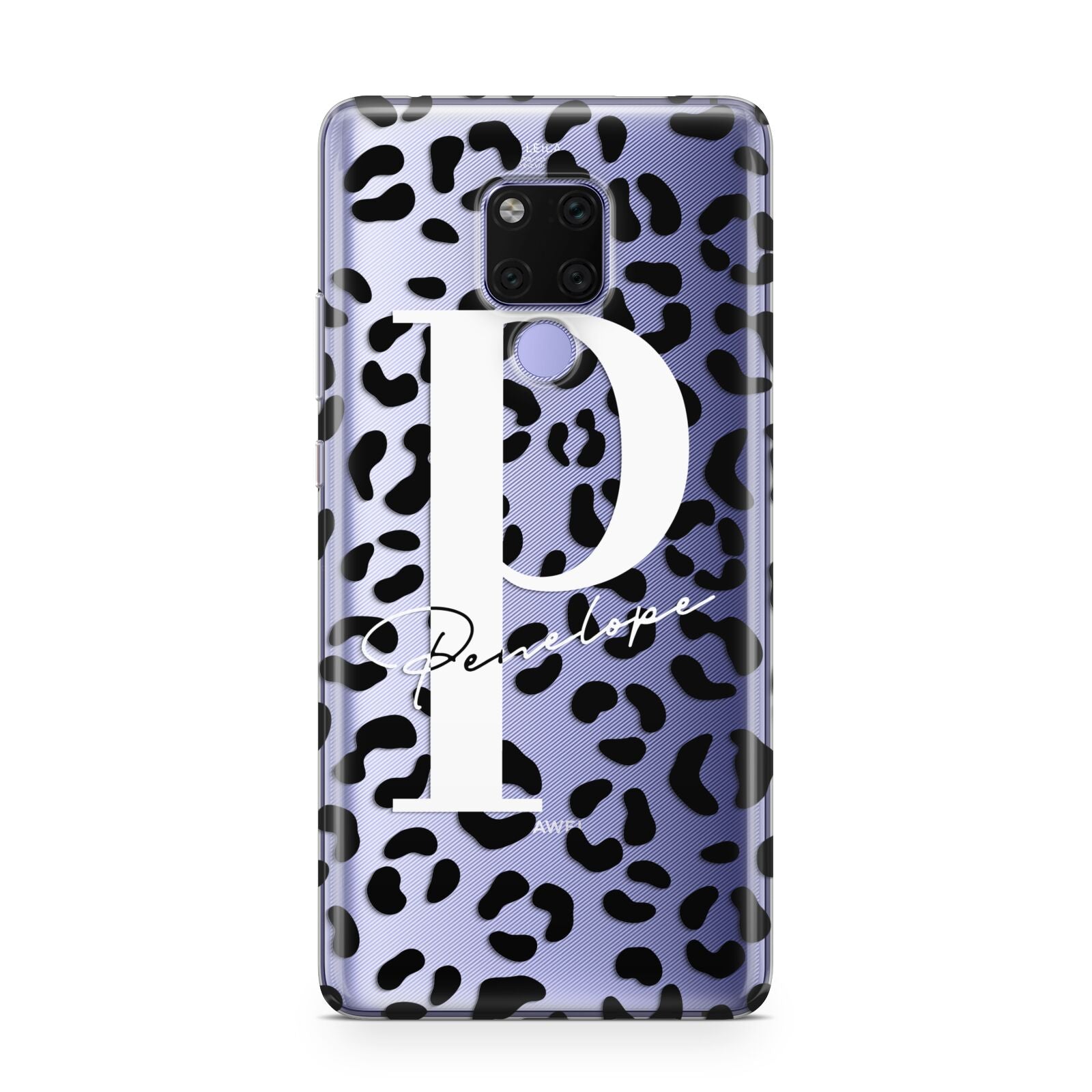 Personalised Leopard Print Clear Black Huawei Mate 20X Phone Case