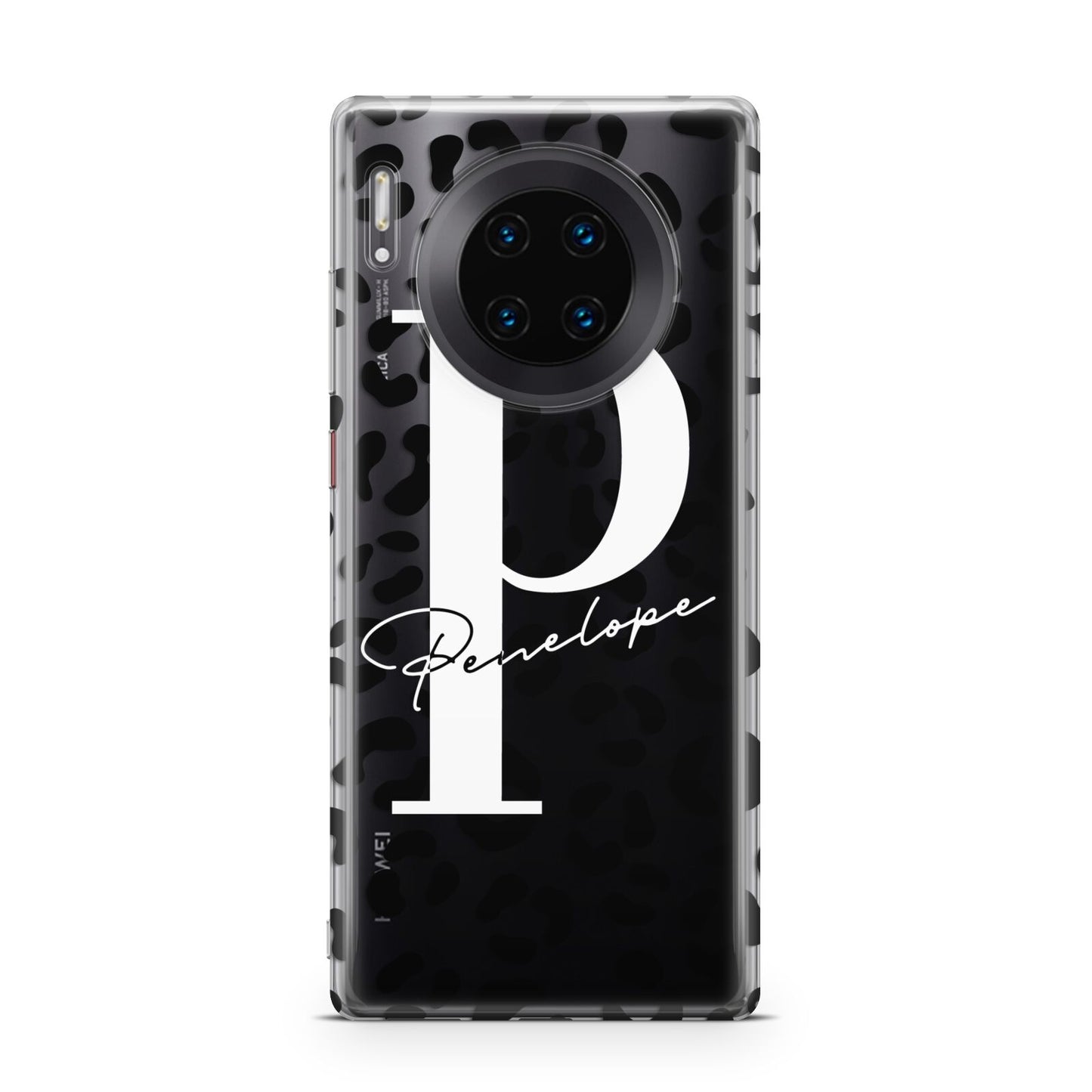 Personalised Leopard Print Clear Black Huawei Mate 30 Pro Phone Case