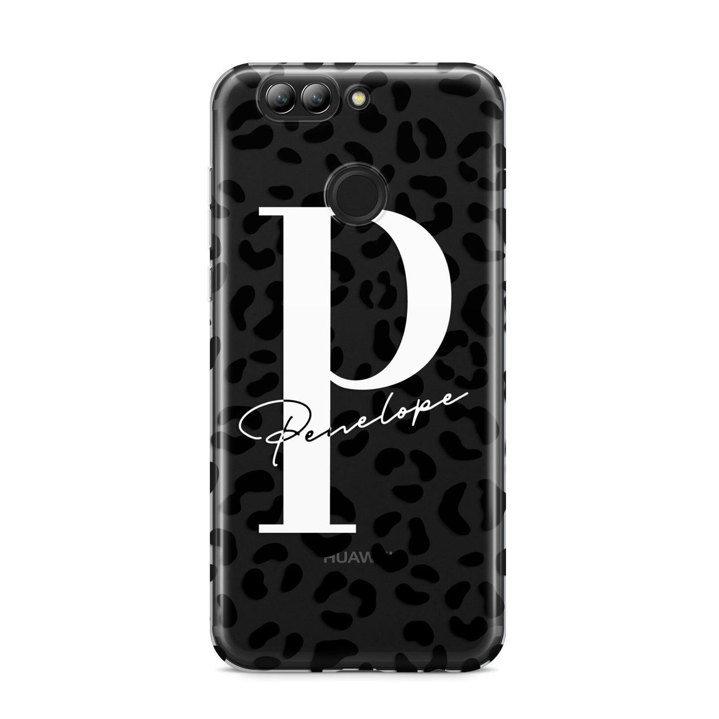 Personalised Leopard Print Clear Black Huawei Nova 2s Phone Case