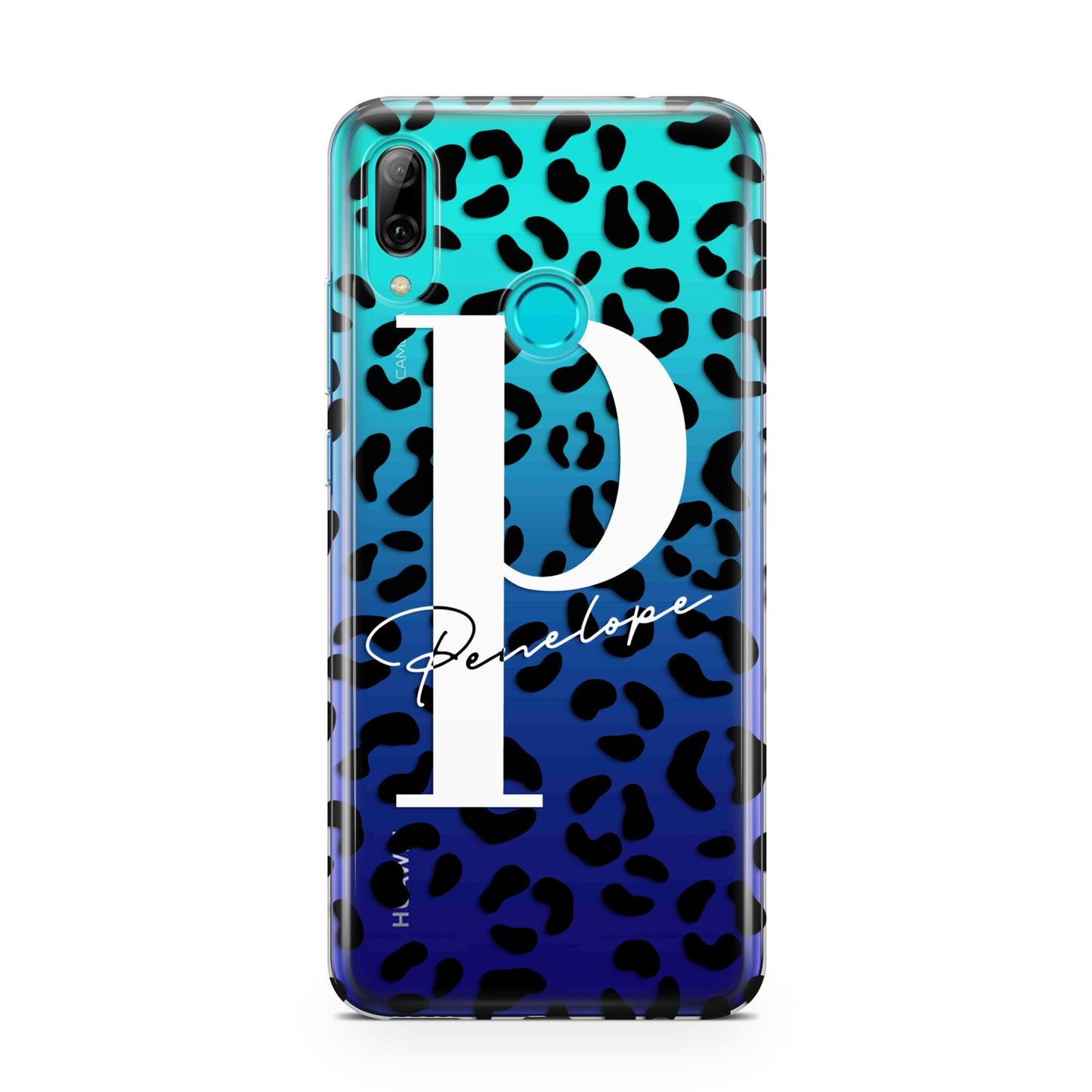 Personalised Leopard Print Clear Black Huawei P Smart 2019 Case