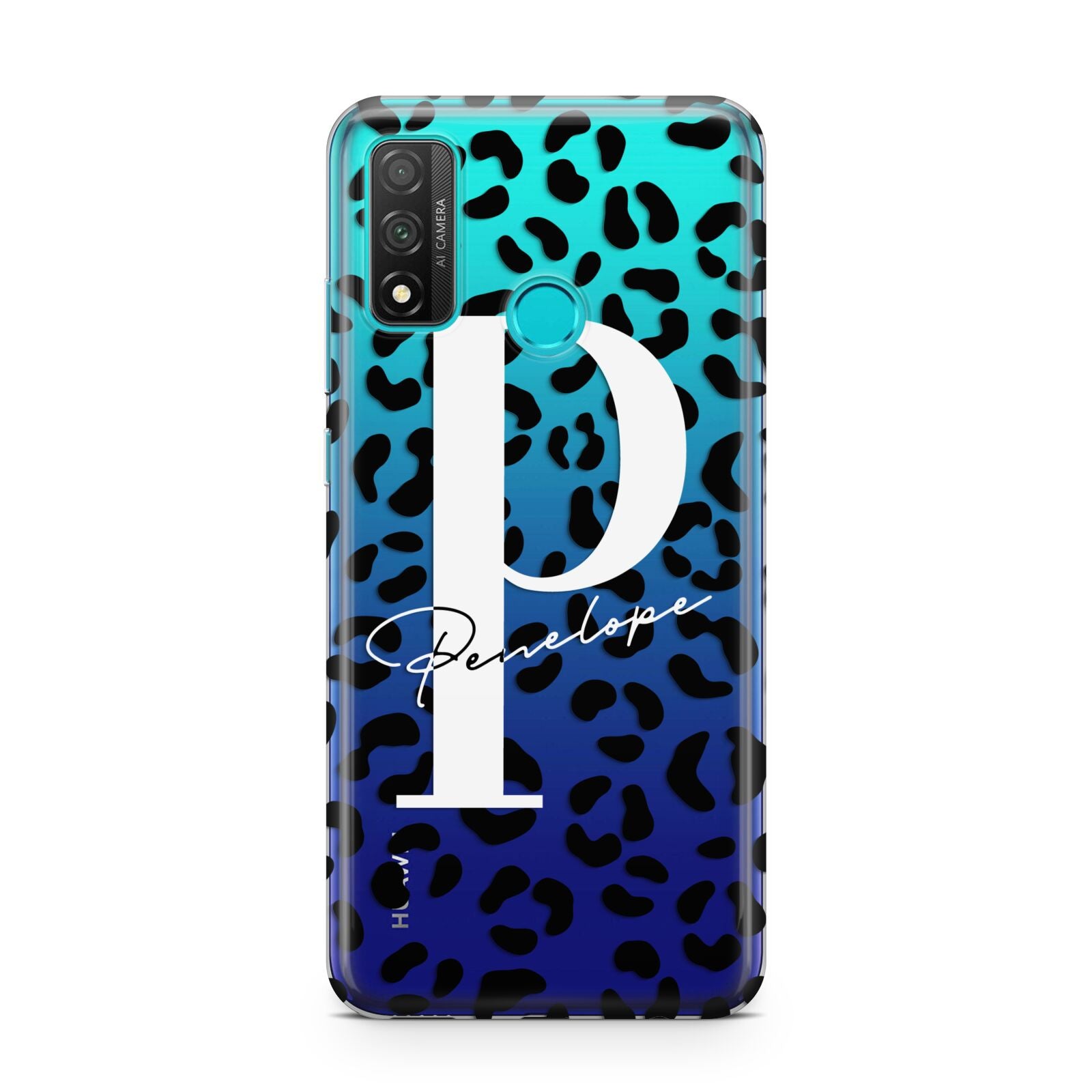 Personalised Leopard Print Clear Black Huawei P Smart 2020