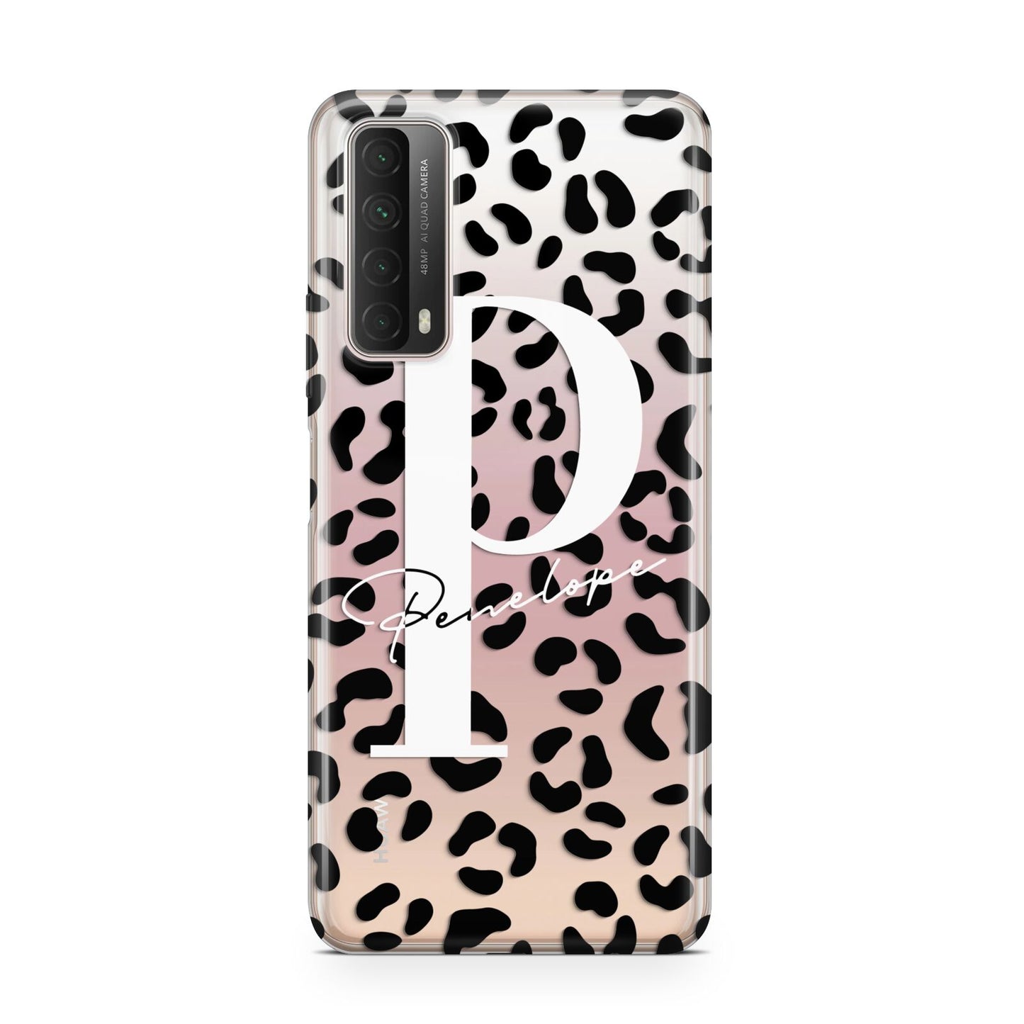 Personalised Leopard Print Clear Black Huawei P Smart 2021