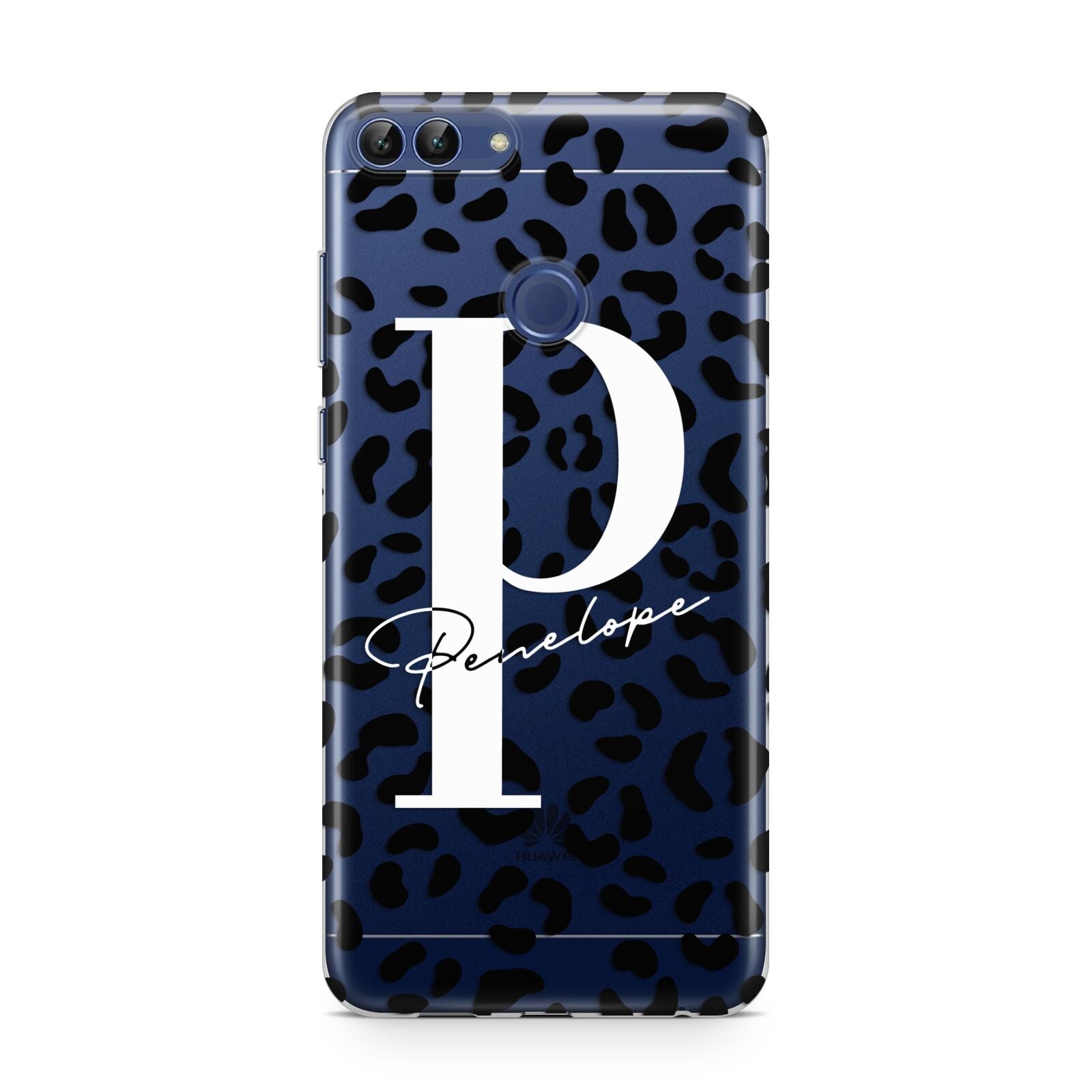 Personalised Leopard Print Clear Black Huawei P Smart Case