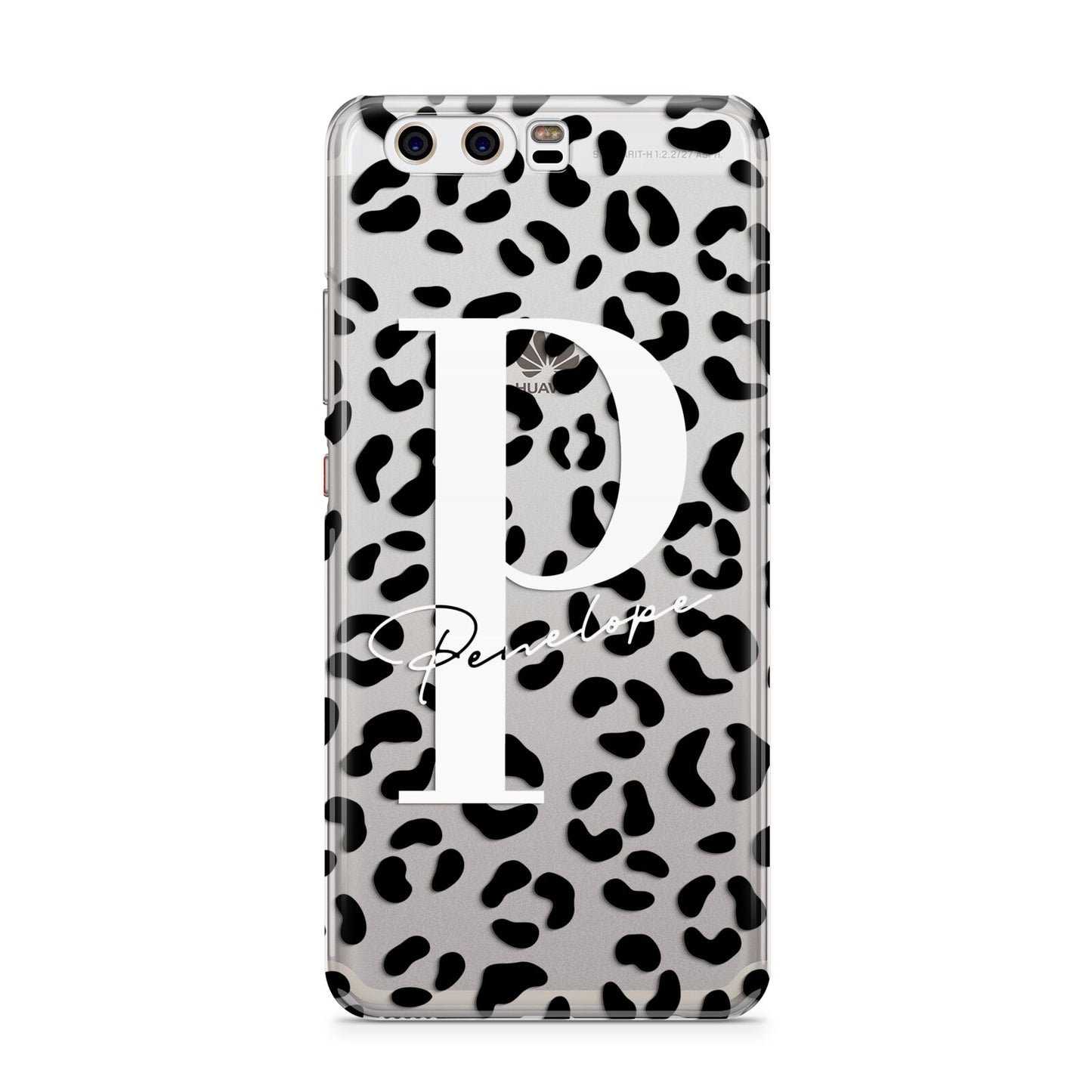 Personalised Leopard Print Clear Black Huawei P10 Phone Case