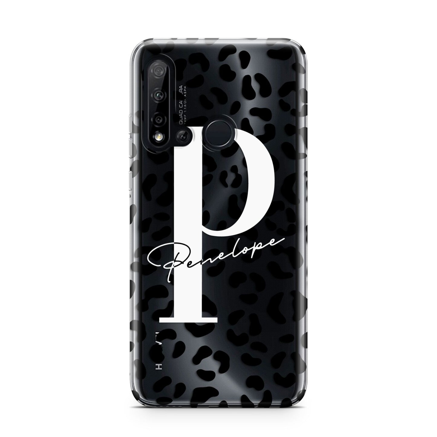 Personalised Leopard Print Clear Black Huawei P20 Lite 5G Phone Case