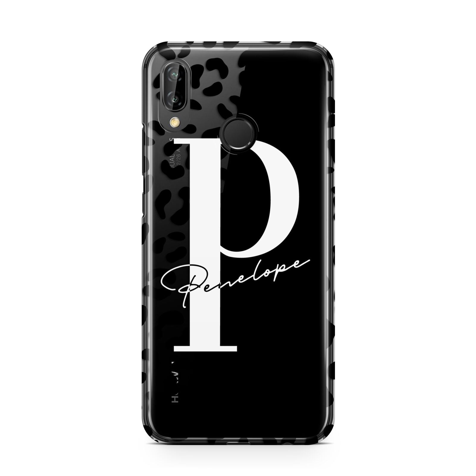 Personalised Leopard Print Clear Black Huawei P20 Lite Phone Case