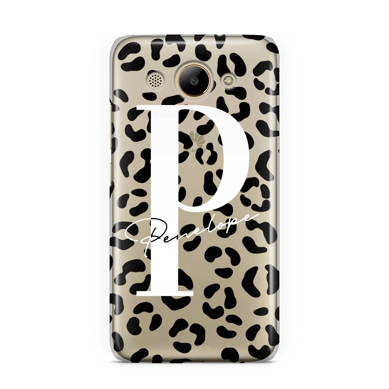 Personalised Leopard Print Clear Black Huawei Y3 2017