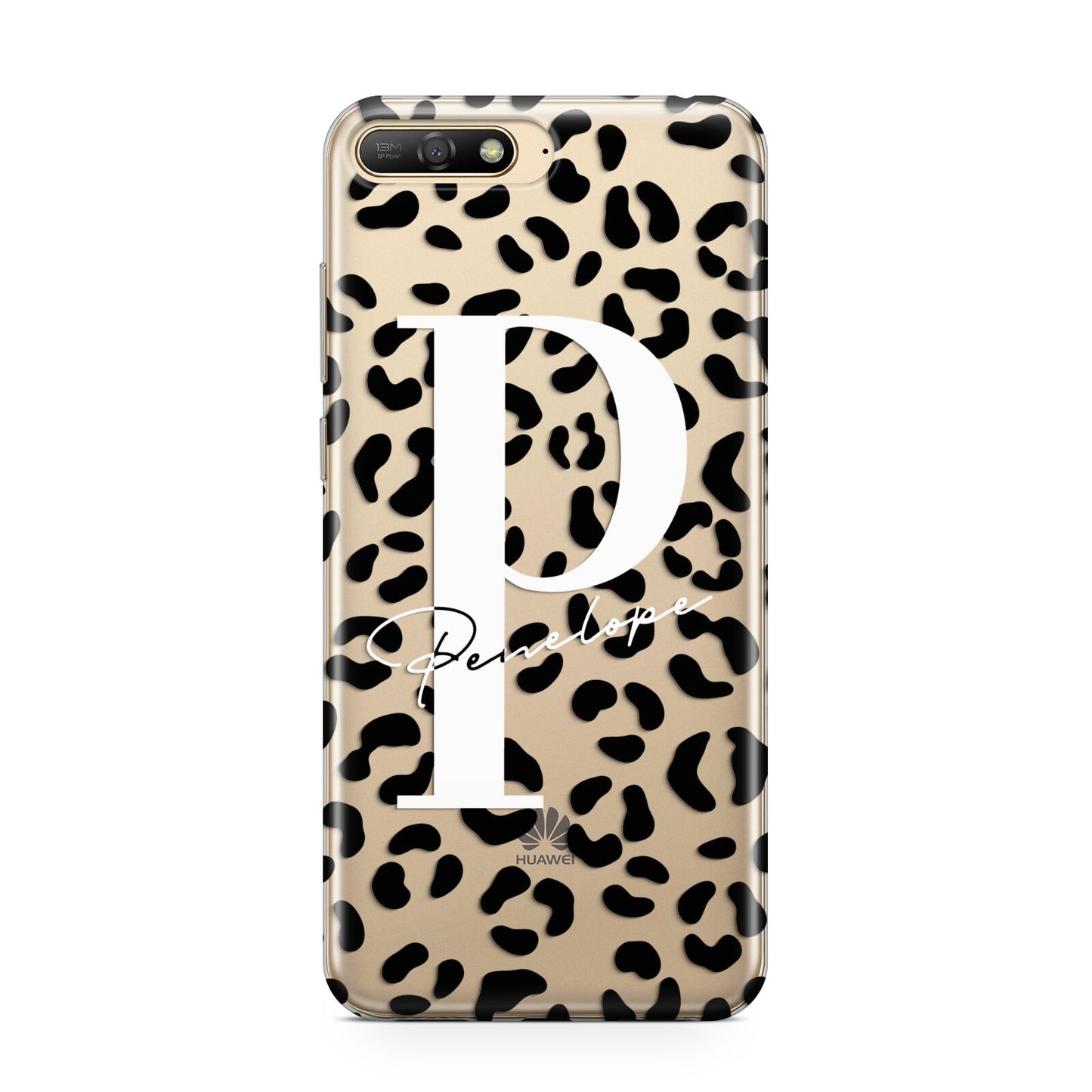 Personalised Leopard Print Clear Black Huawei Y6 2018