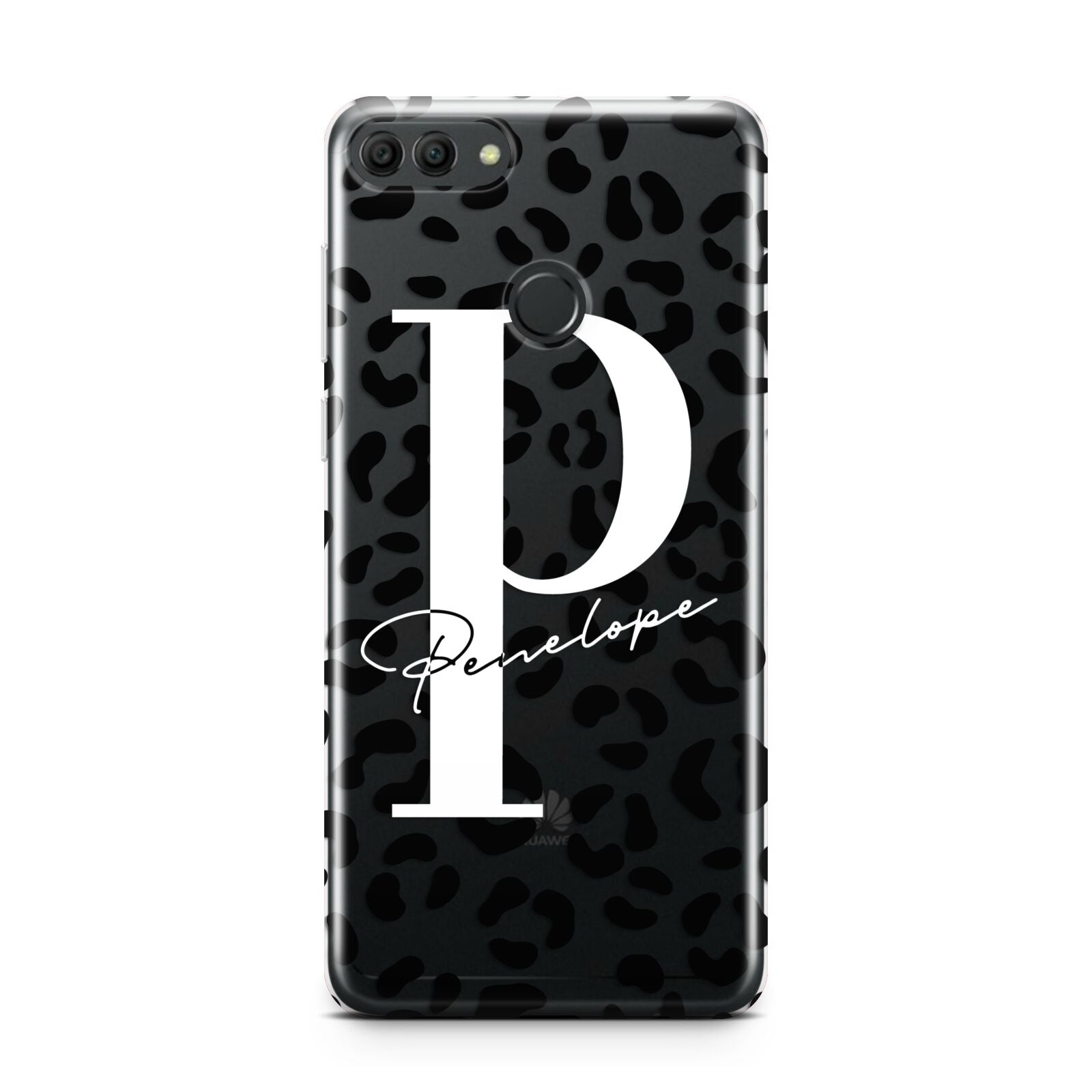 Personalised Leopard Print Clear Black Huawei Y9 2018