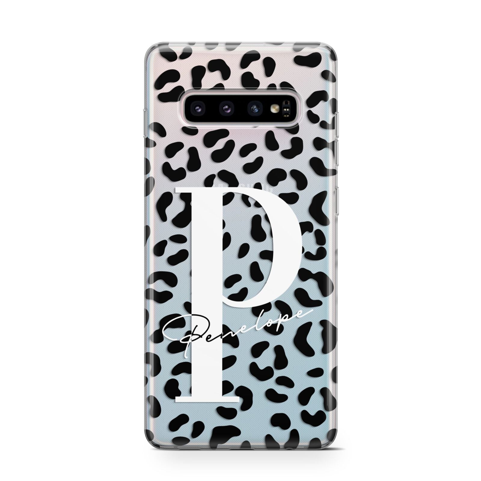 Personalised Leopard Print Clear Black Protective Samsung Galaxy Case