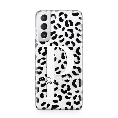 Personalised Leopard Print Clear Black Samsung S21 Case