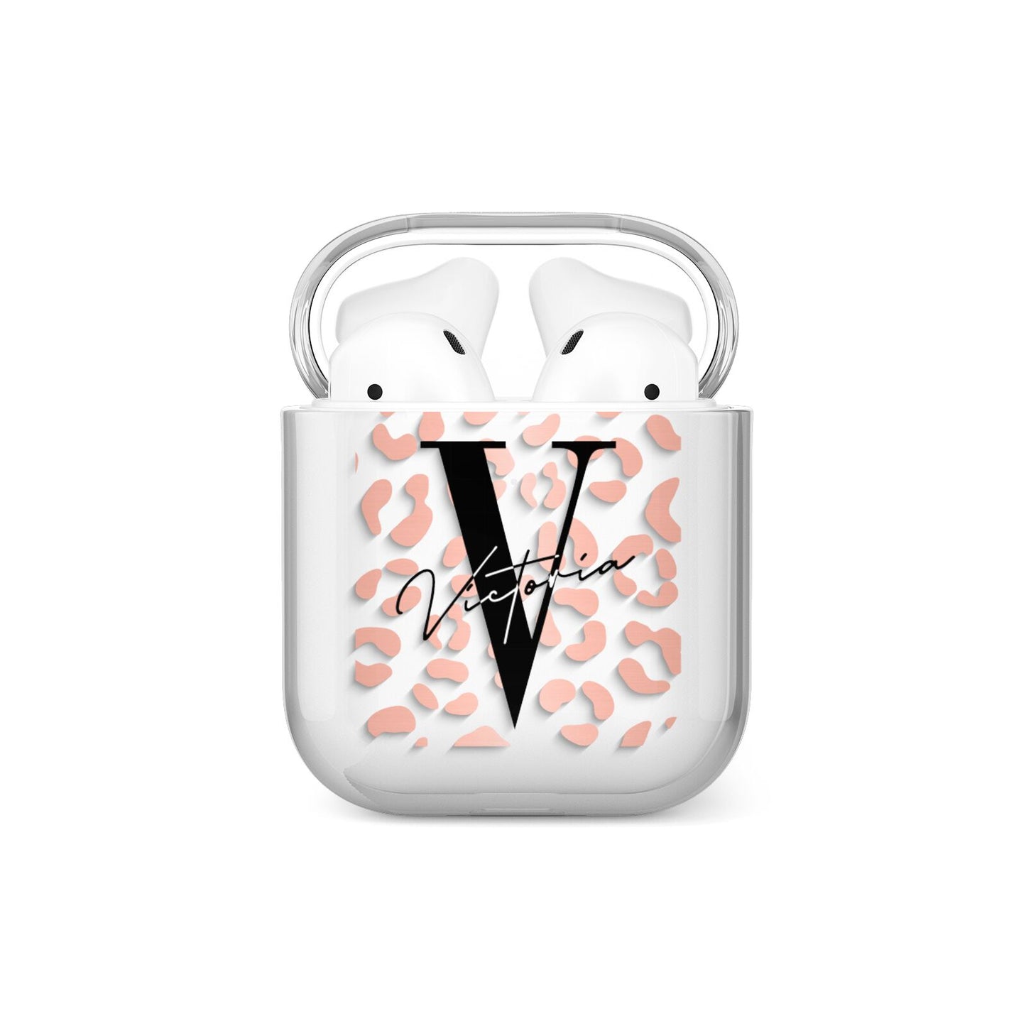 Personalised Leopard Print Clear Copper AirPods Case