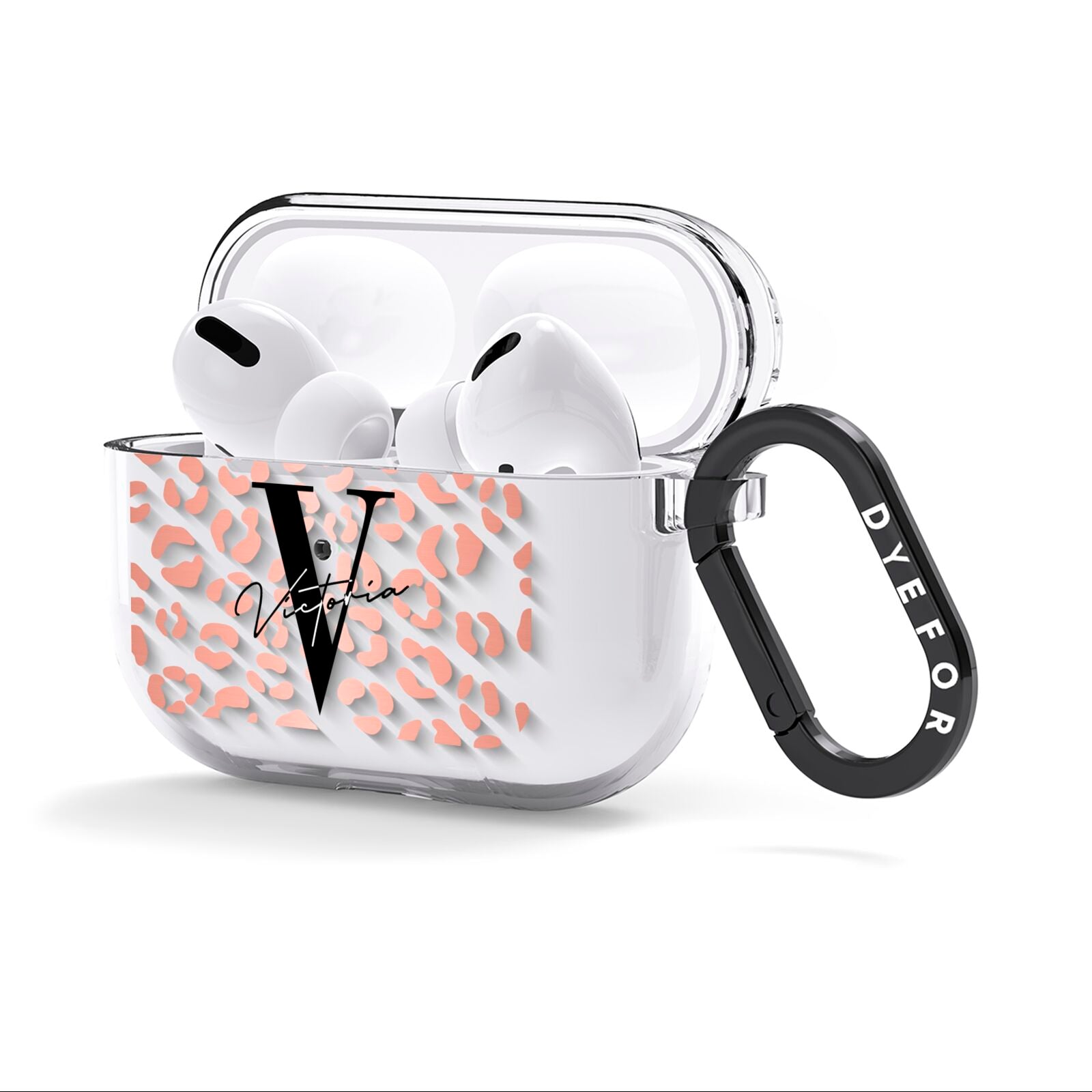 Personalised Leopard Print Clear Copper AirPods Clear Case 3rd Gen Side Image