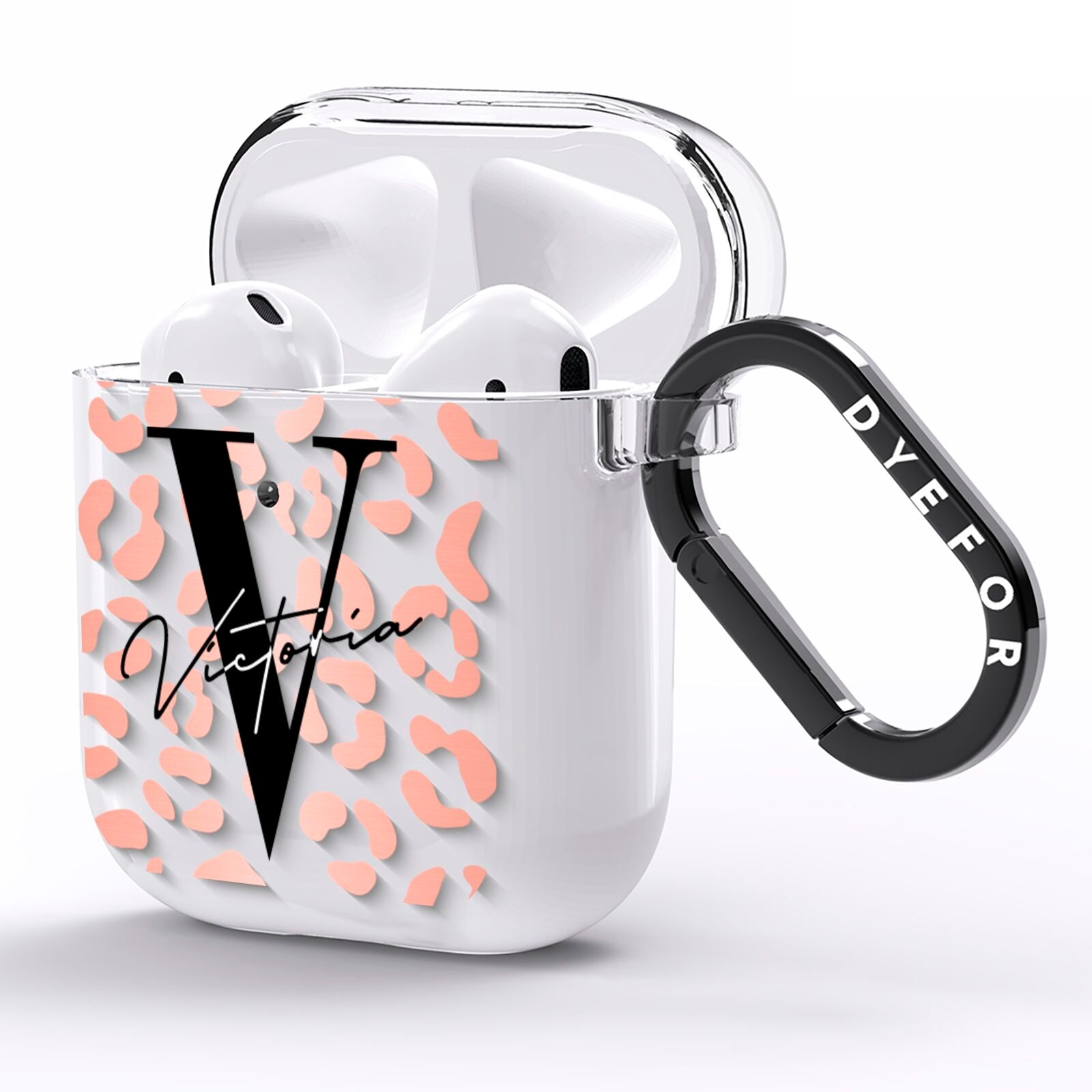 Personalised Leopard Print Clear Copper AirPods Clear Case Side Image