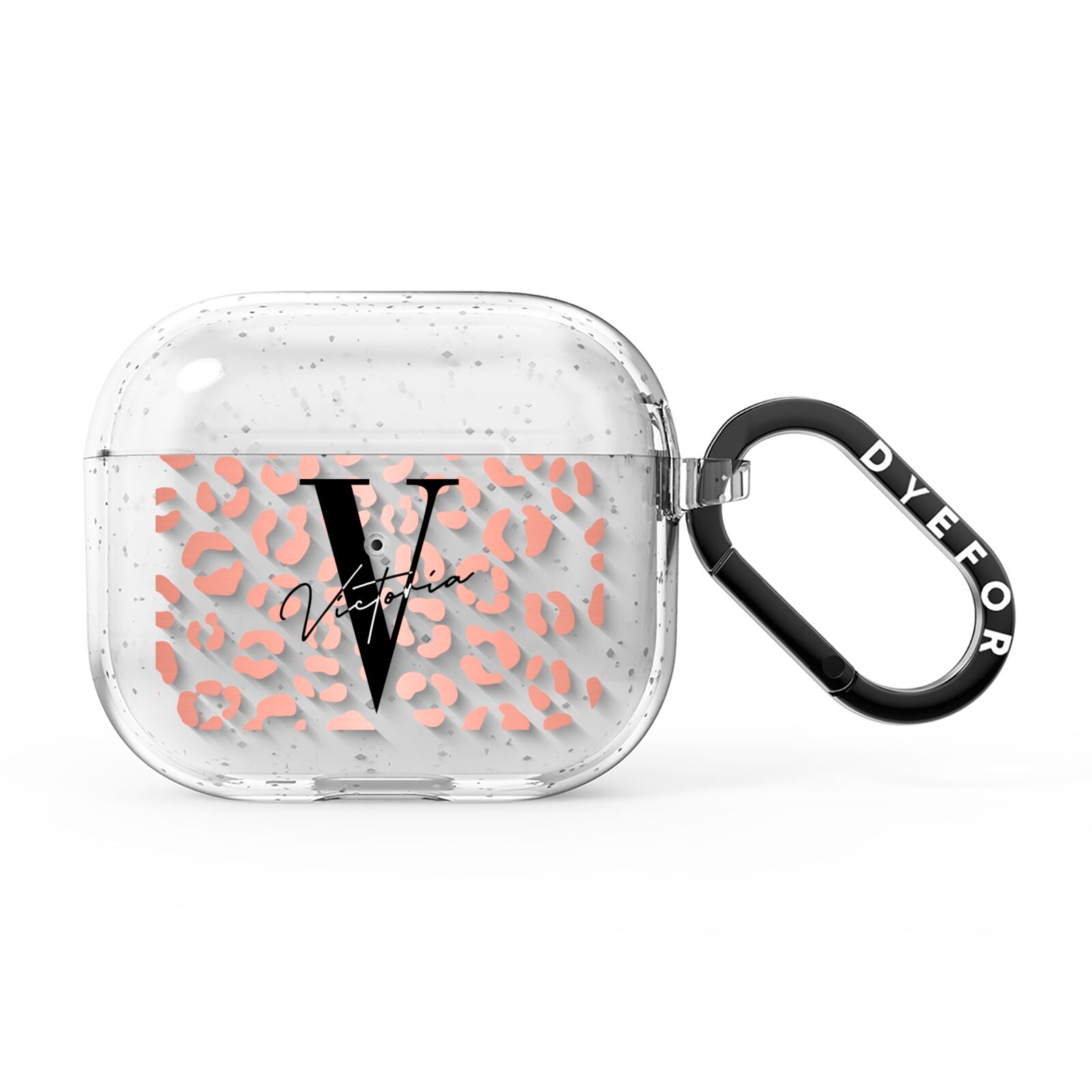 Personalised Leopard Print Clear Copper AirPods Glitter Case 3rd Gen