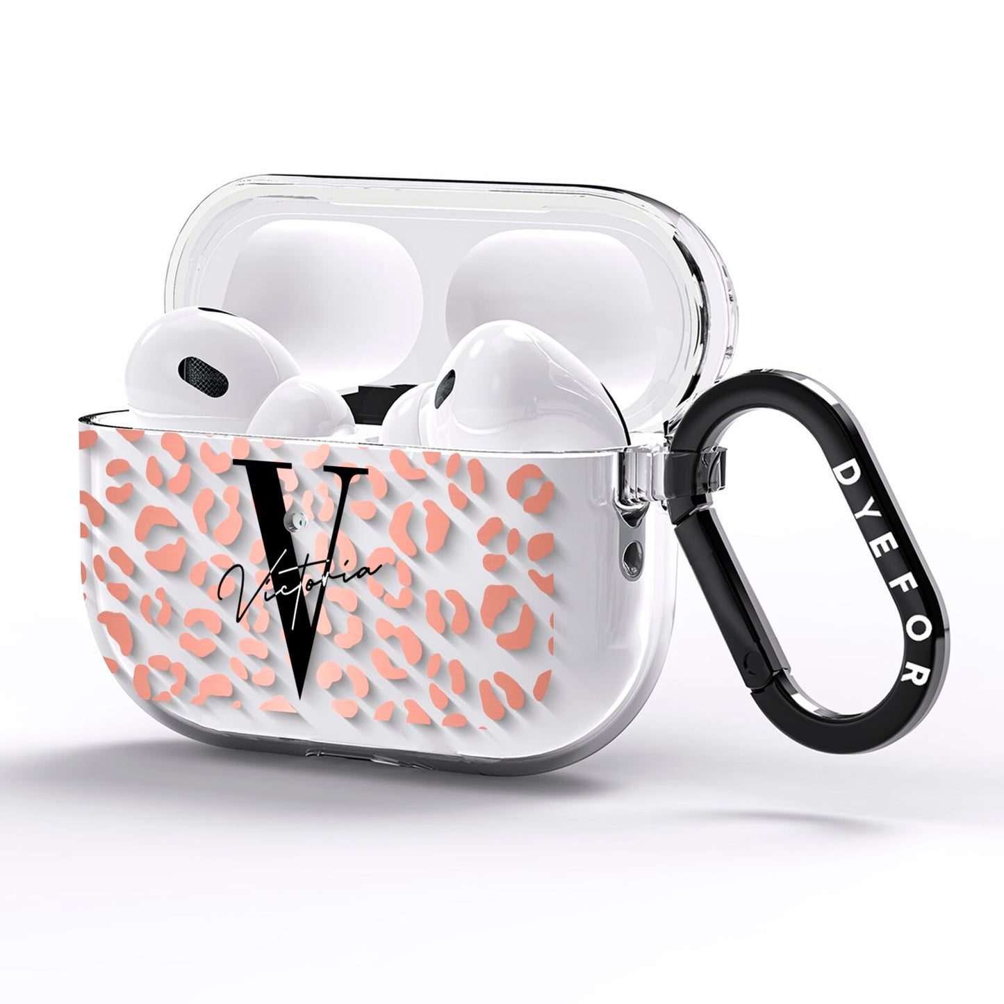 Personalised Leopard Print Clear Copper AirPods Pro Clear Case Side Image