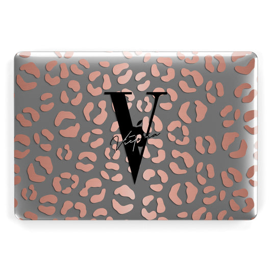 Personalised Leopard Print Clear Copper Apple MacBook Case