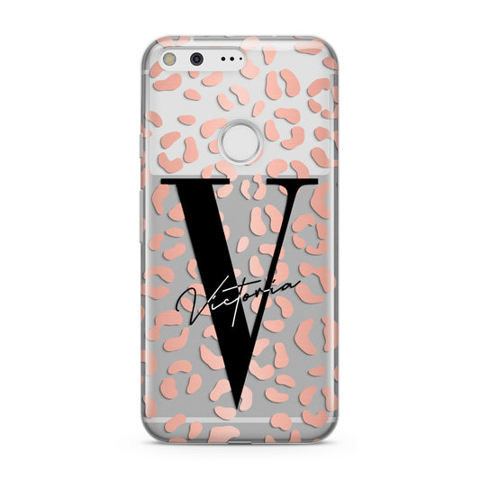 Personalised Leopard Print Clear Copper Google Pixel Case