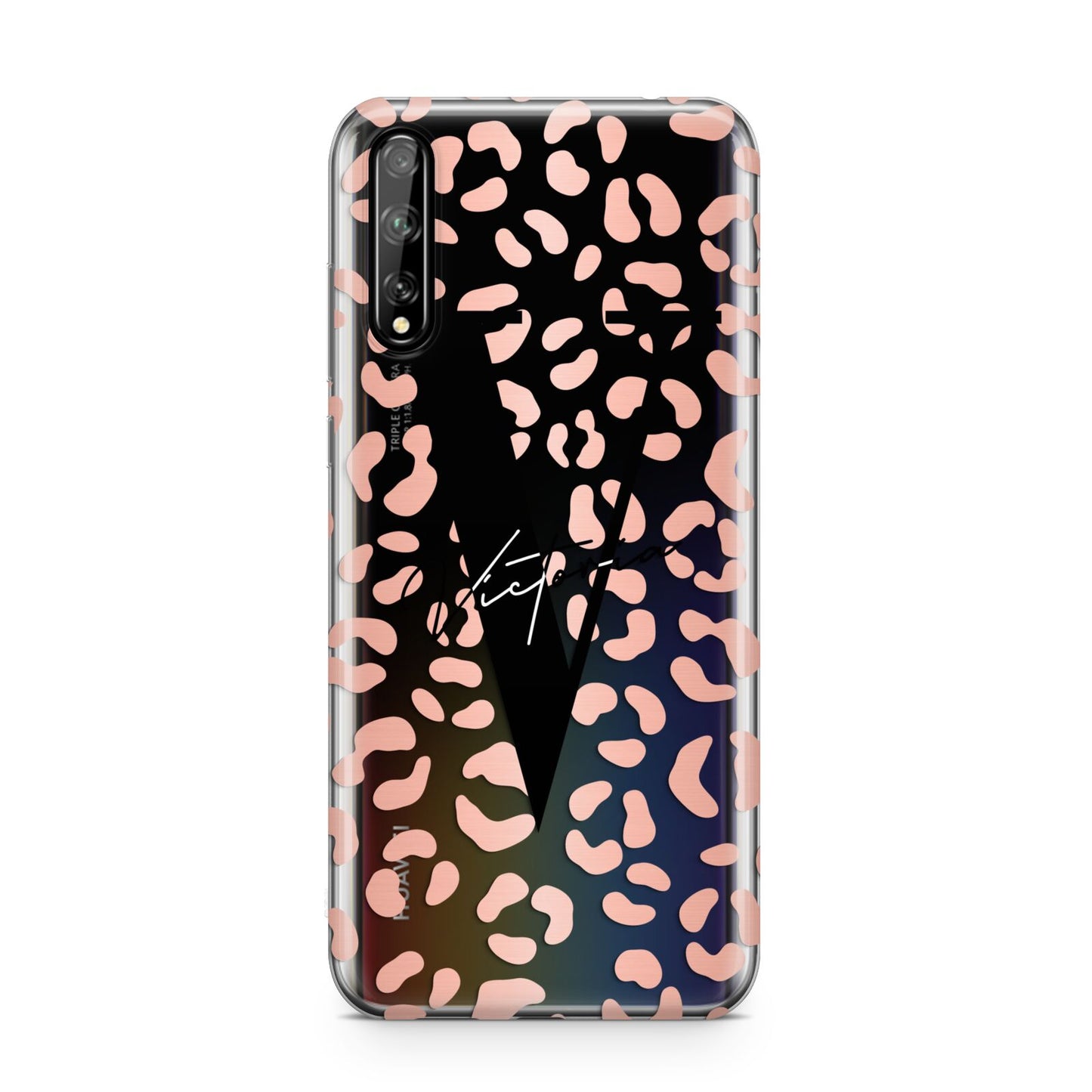 Personalised Leopard Print Clear Copper Huawei Enjoy 10s Phone Case