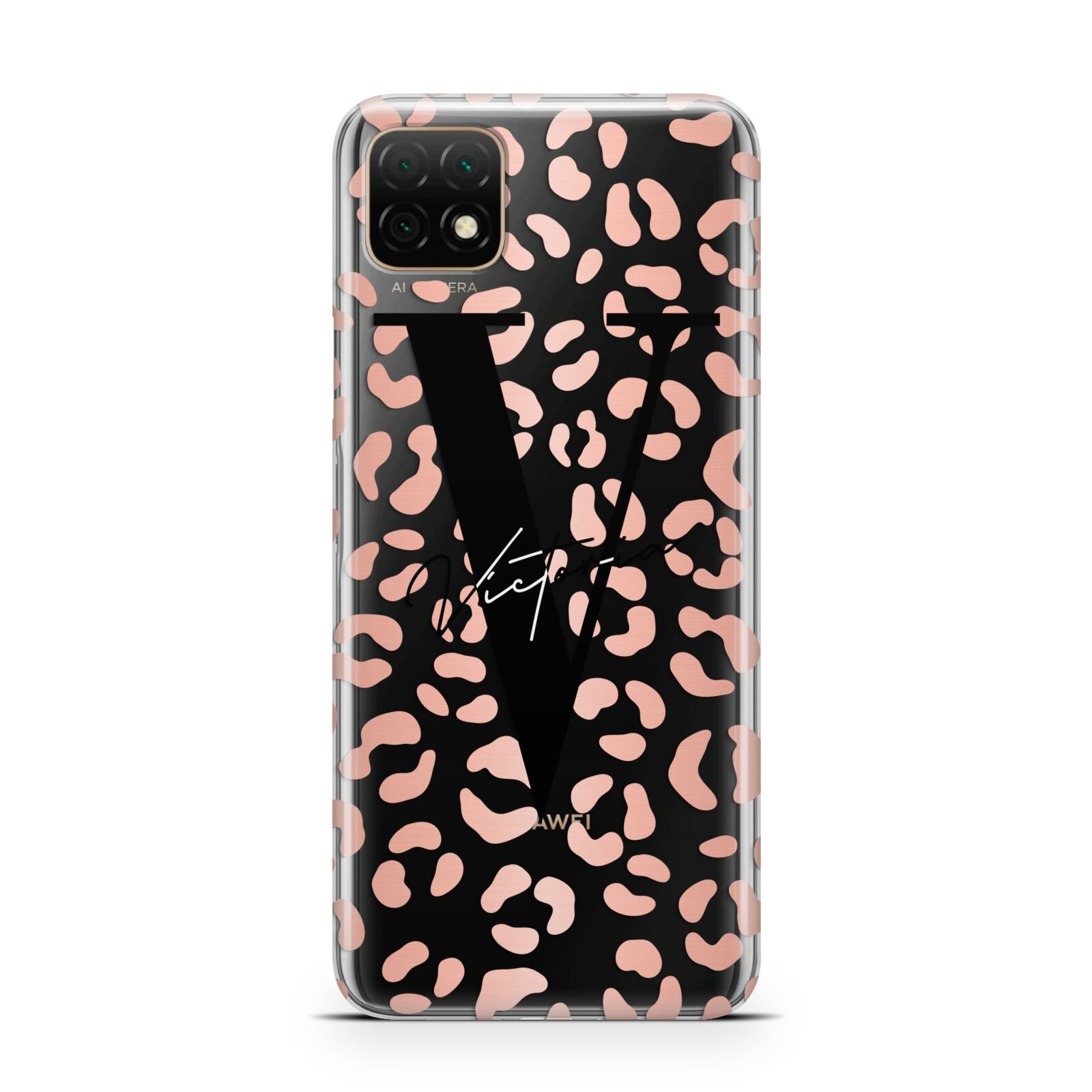 Personalised Leopard Print Clear Copper Huawei Enjoy 20 Phone Case