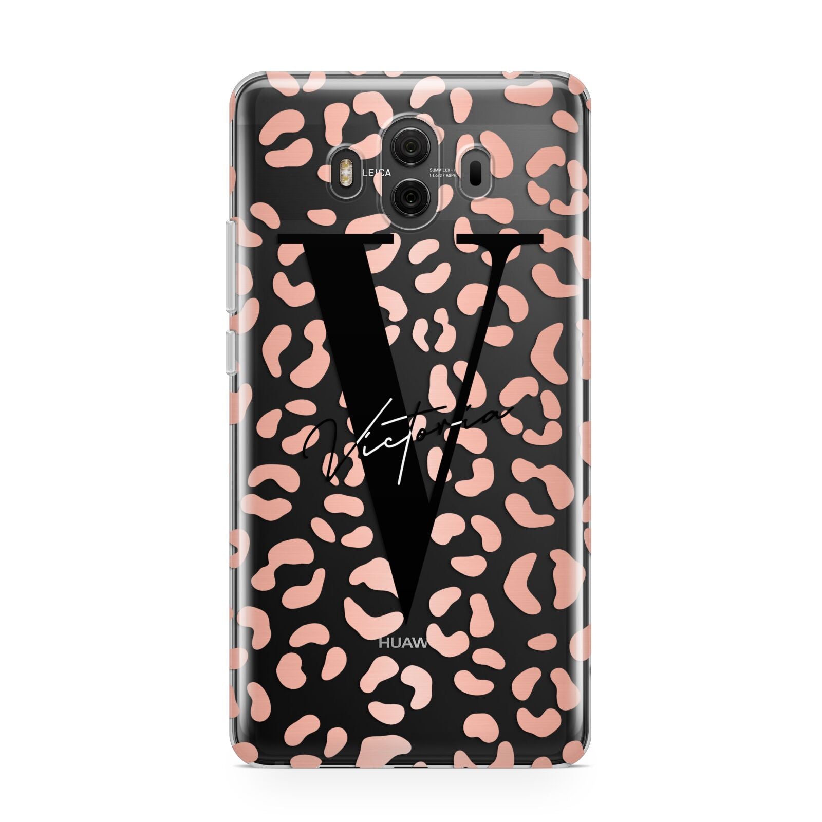 Personalised Leopard Print Clear Copper Huawei Mate 10 Protective Phone Case