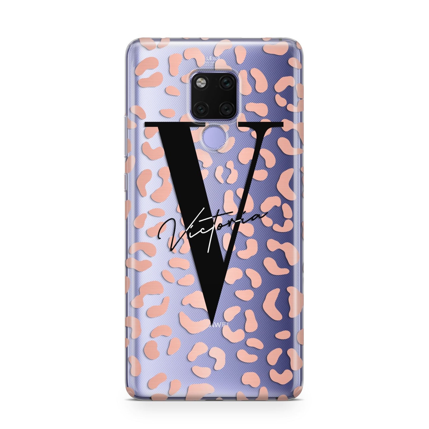 Personalised Leopard Print Clear Copper Huawei Mate 20X Phone Case